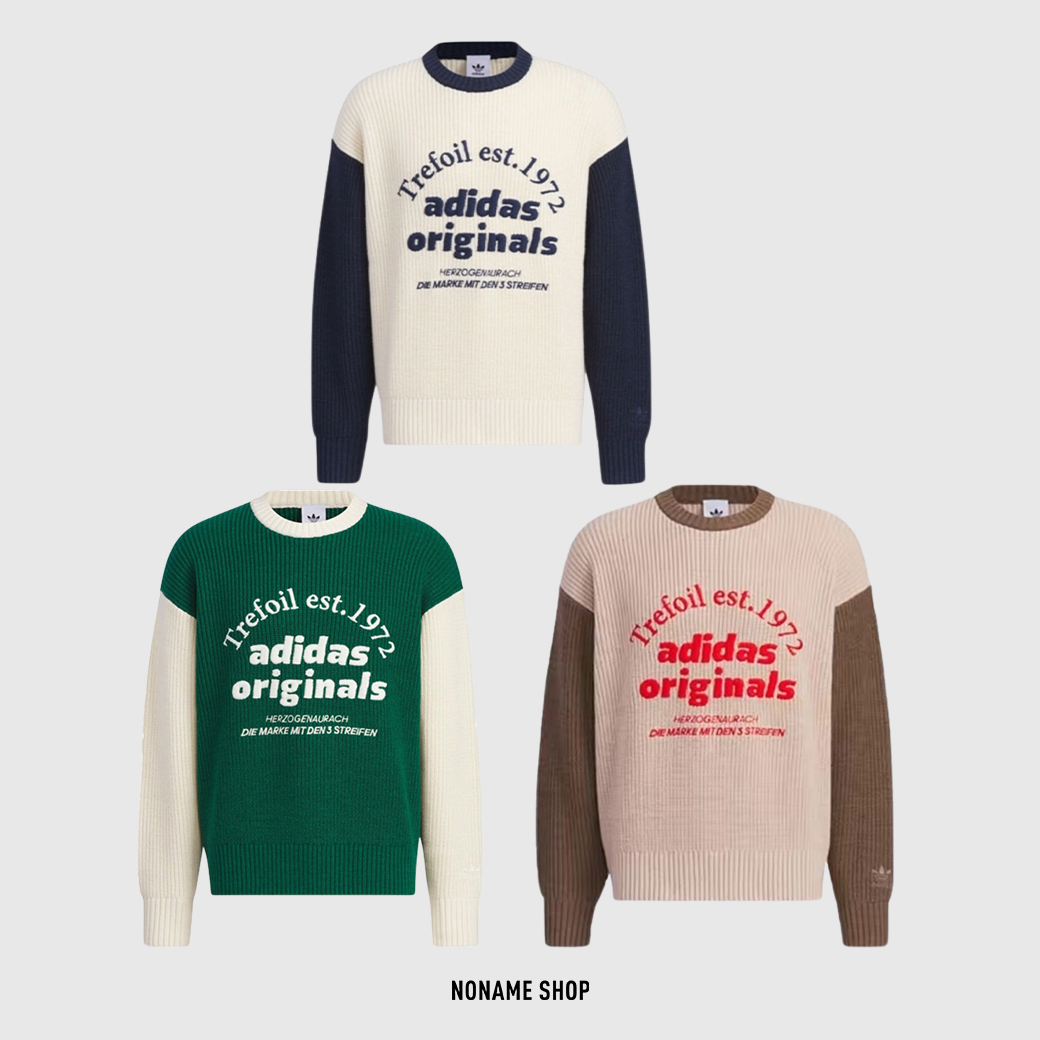 ADIDAS ORIGINALS CLASSIC 字母 拼接 針織 毛衣 三色 (男款)