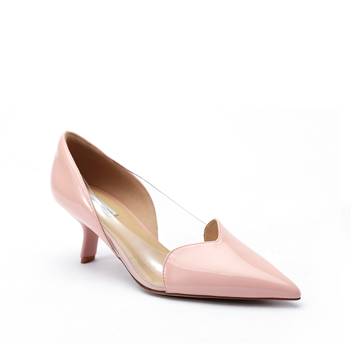 透明拼接高跟鞋