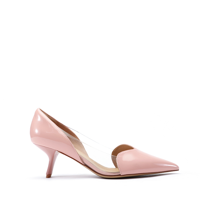 透明拼接高跟鞋