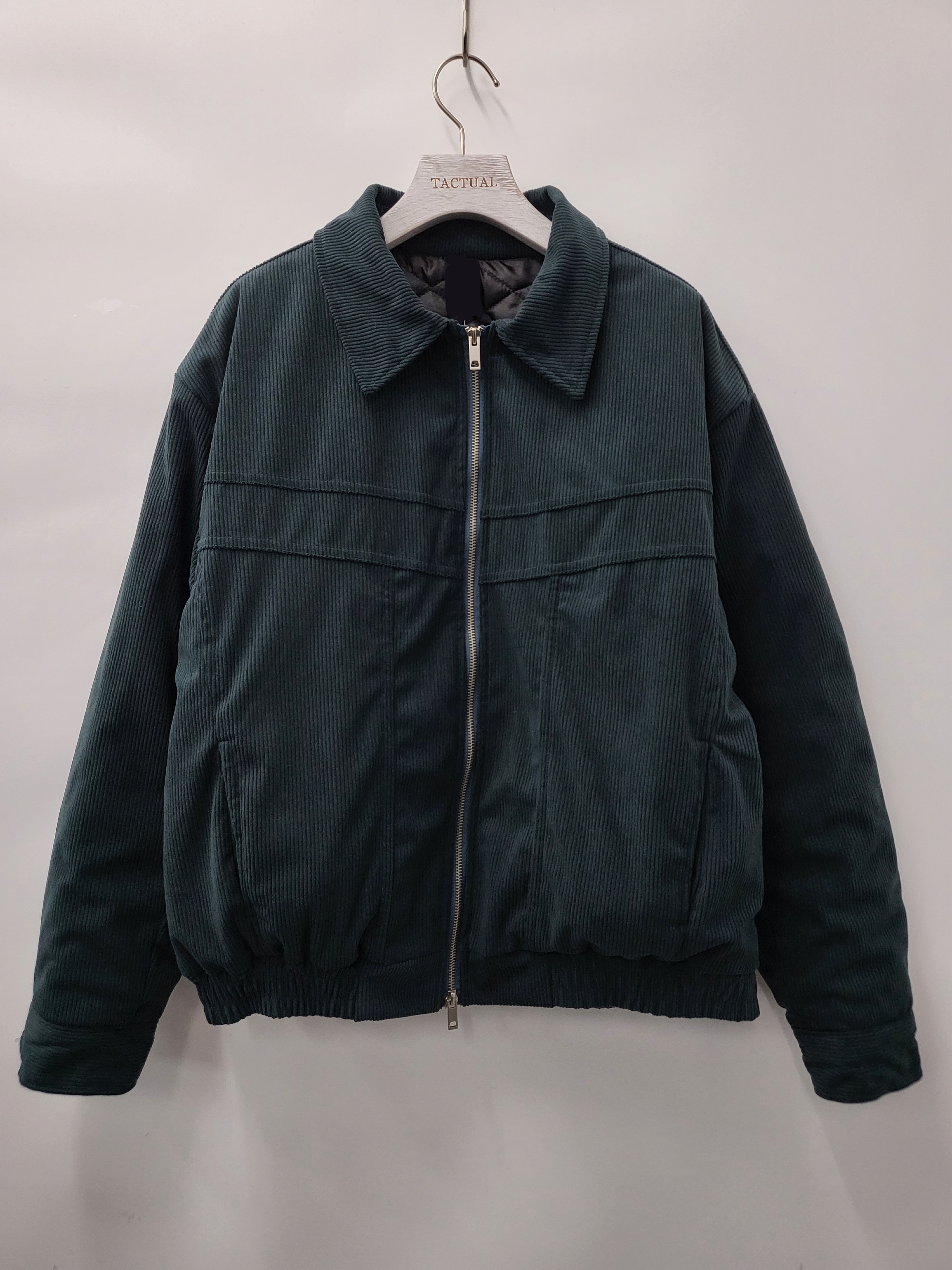 淨色反領燈心絨拉鍊外套(薄夾棉) JK2448