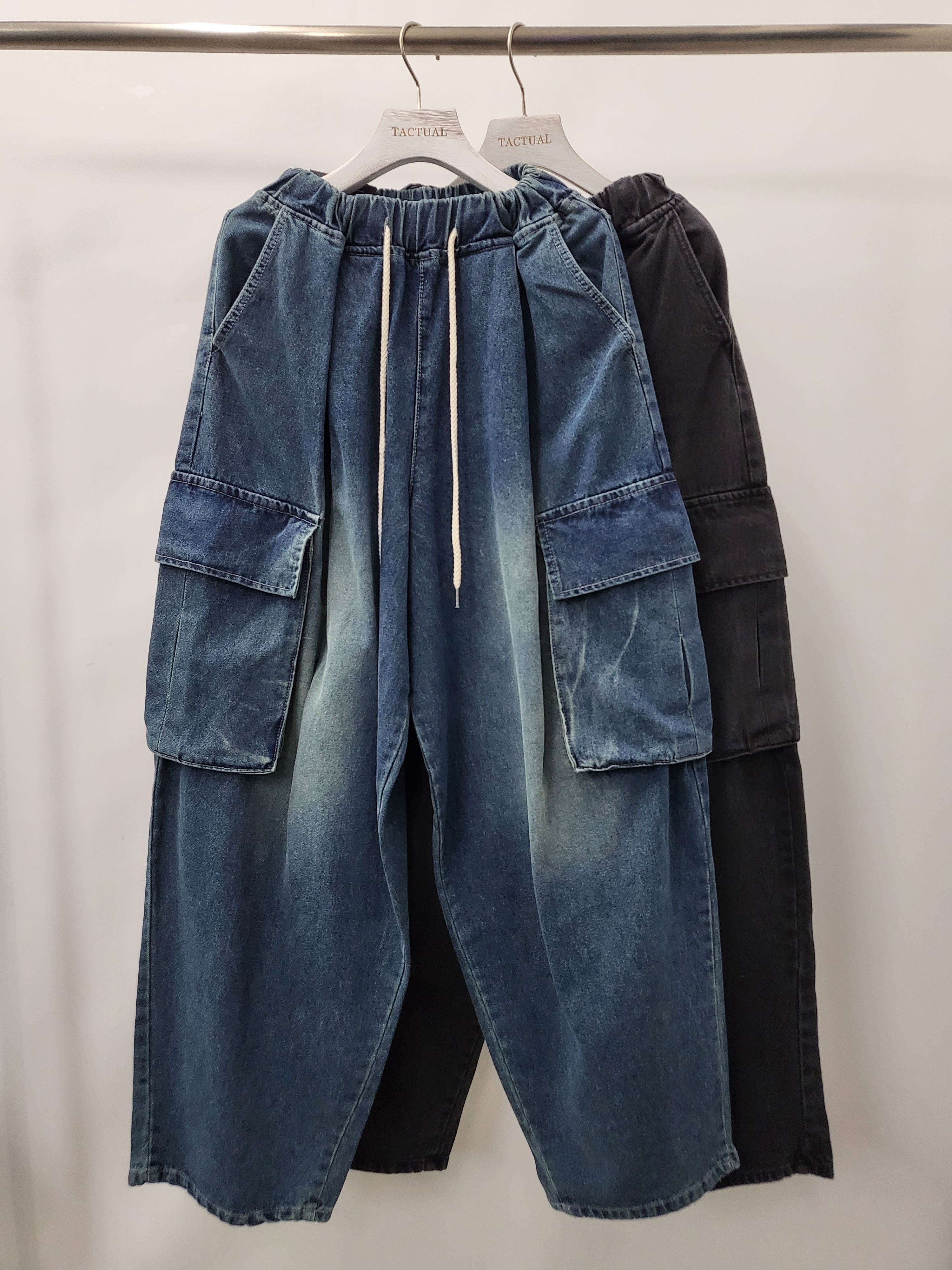 洗水工裝鬆身牛仔褲 P2696