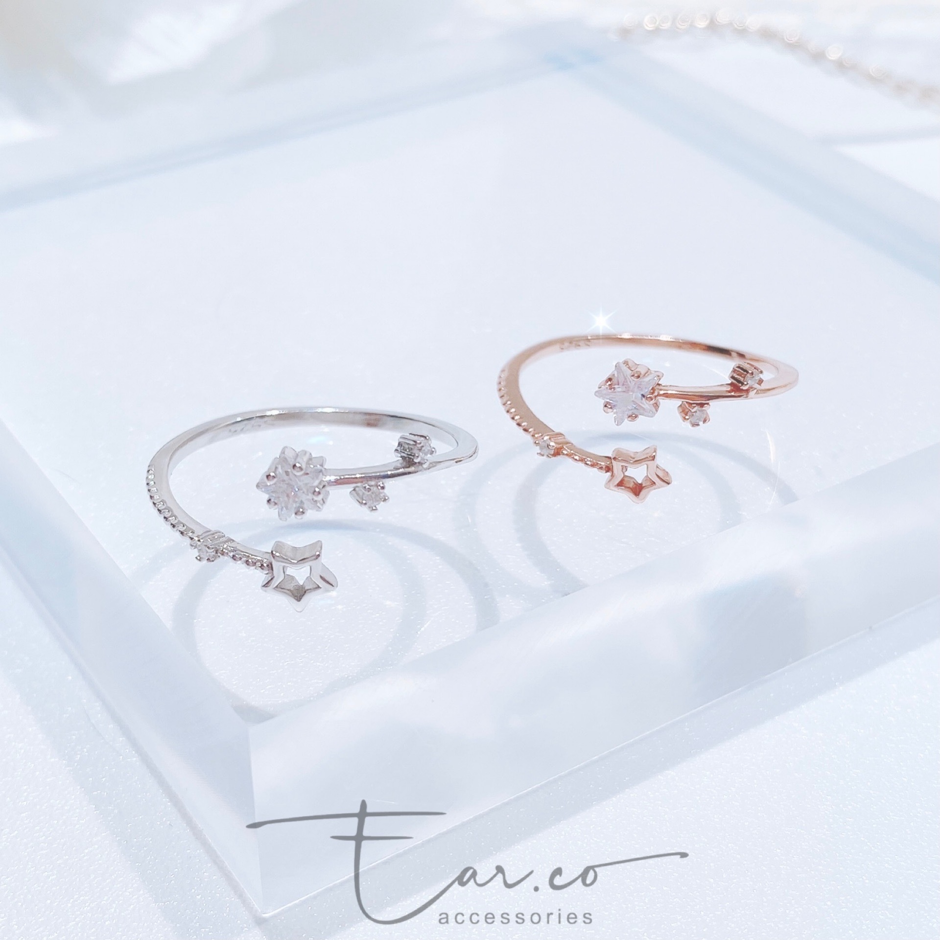 小星星交錯純銀戒指 #A892