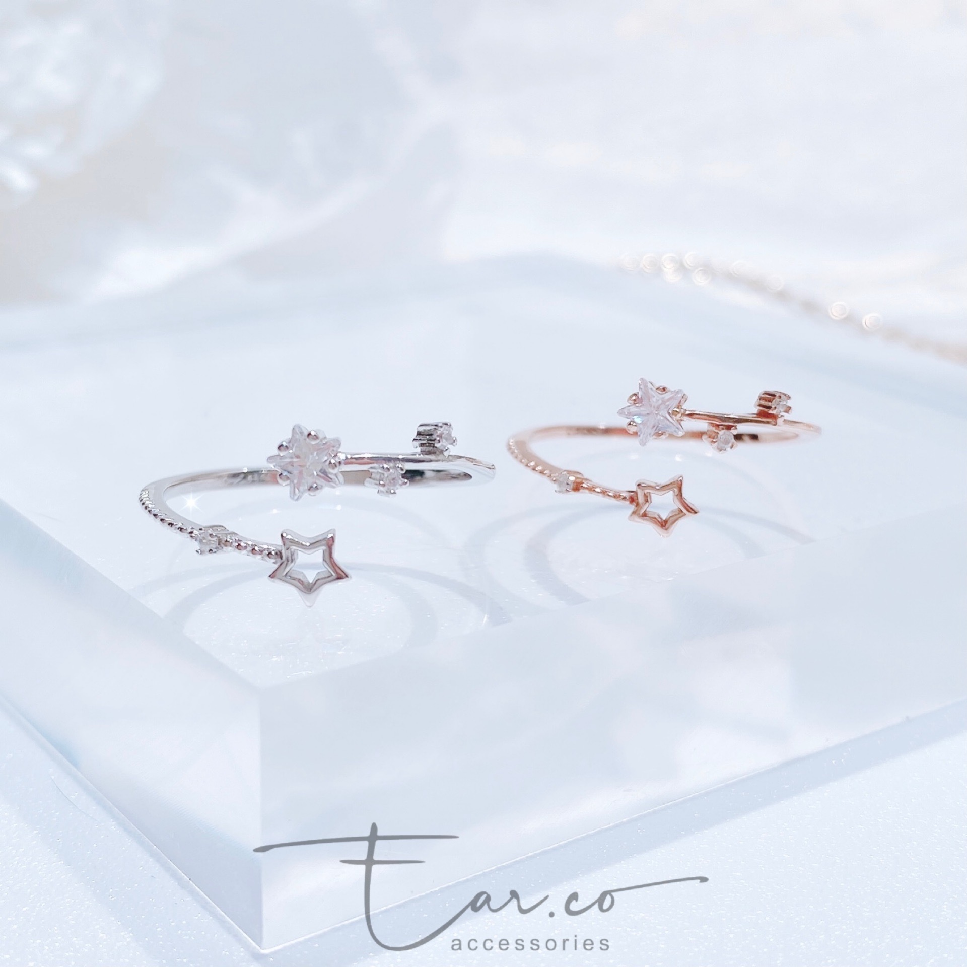 小星星交錯純銀戒指 #A892