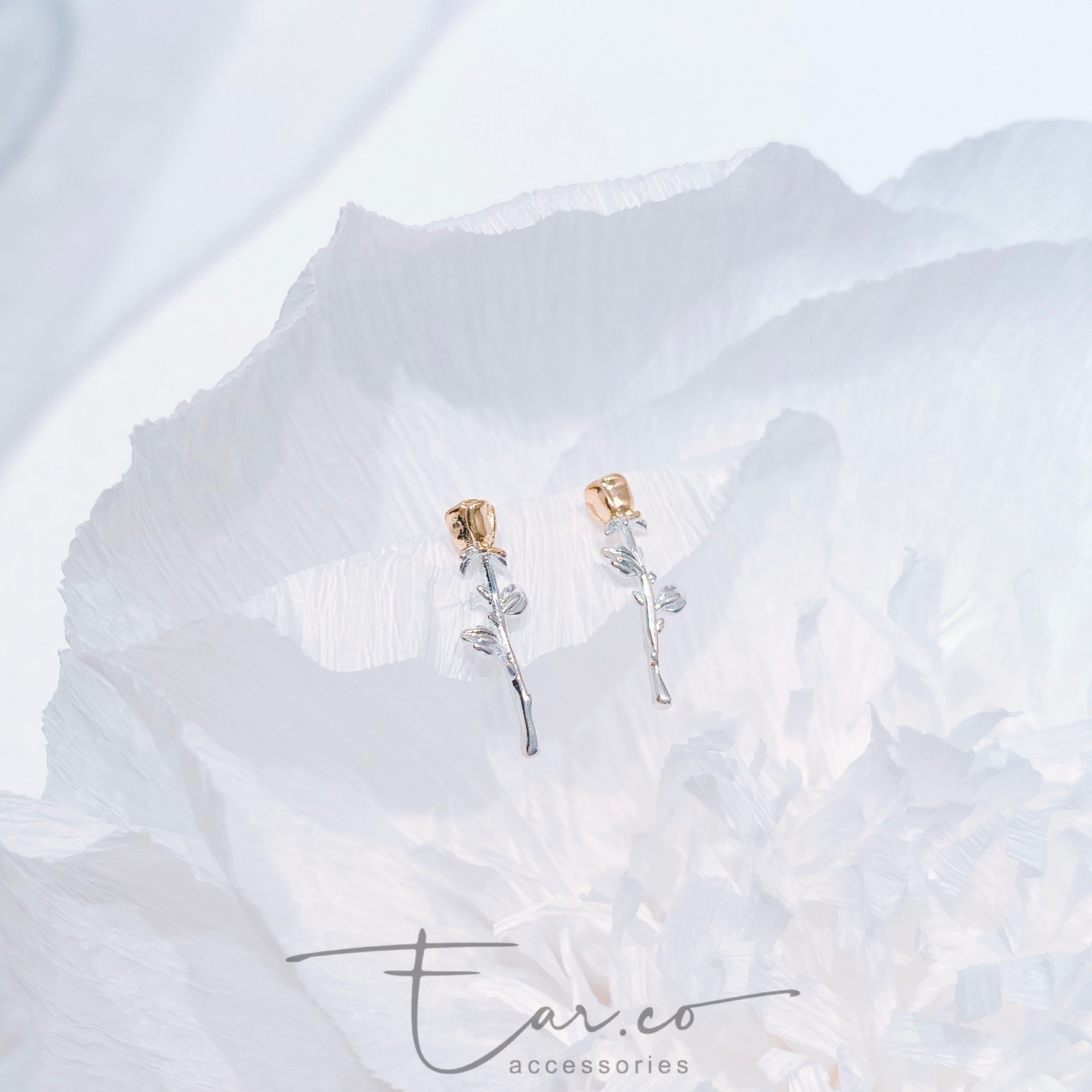 送你一支玫瑰花小耳環 #A886