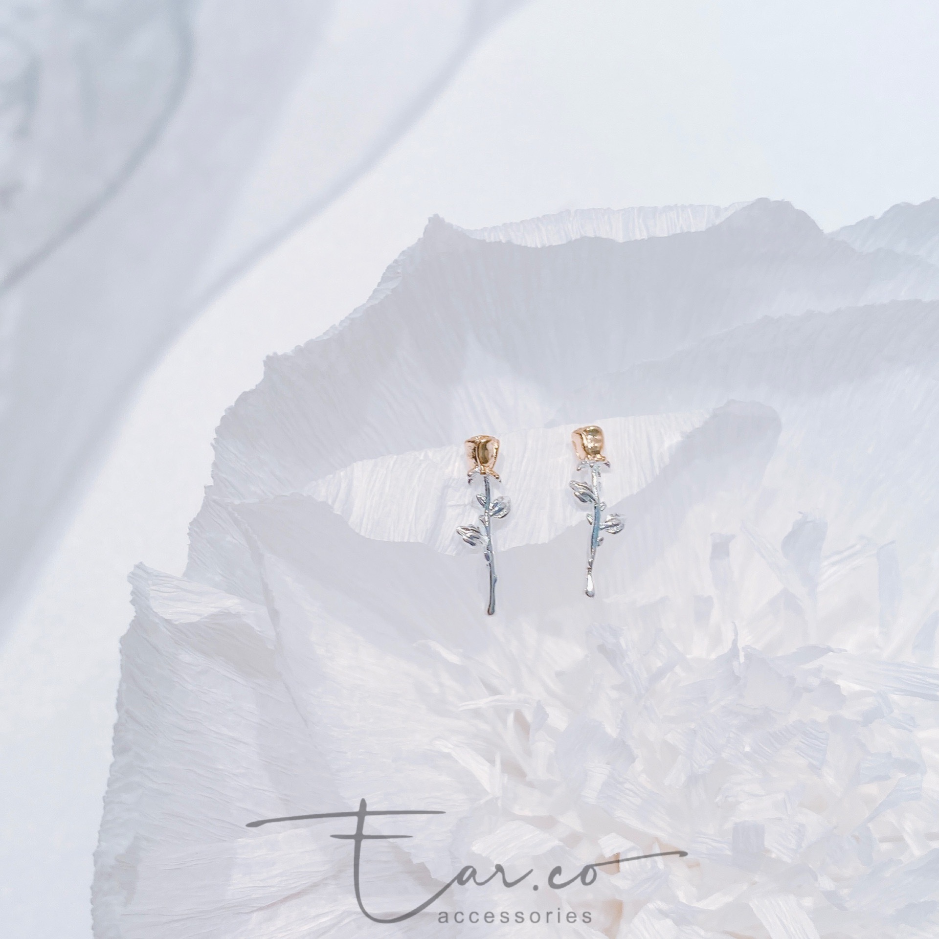 送你一支玫瑰花小耳環 #A886