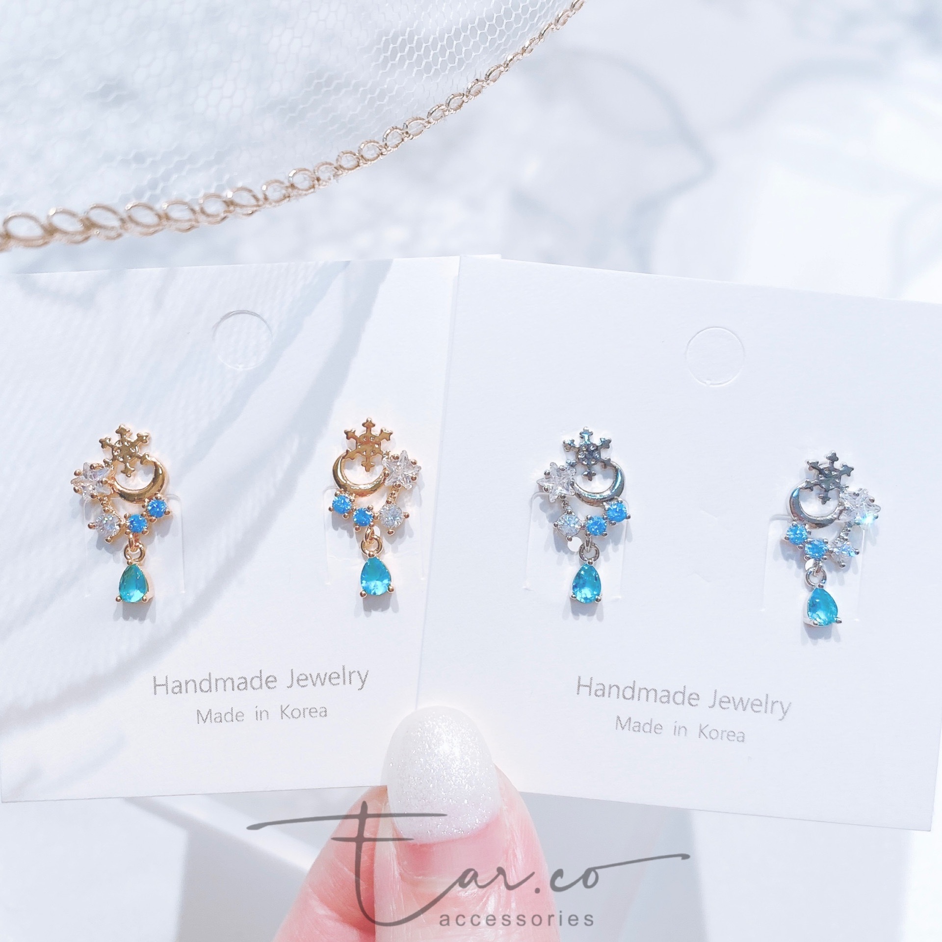 雪花水滴阿拉丁耳環 #A368