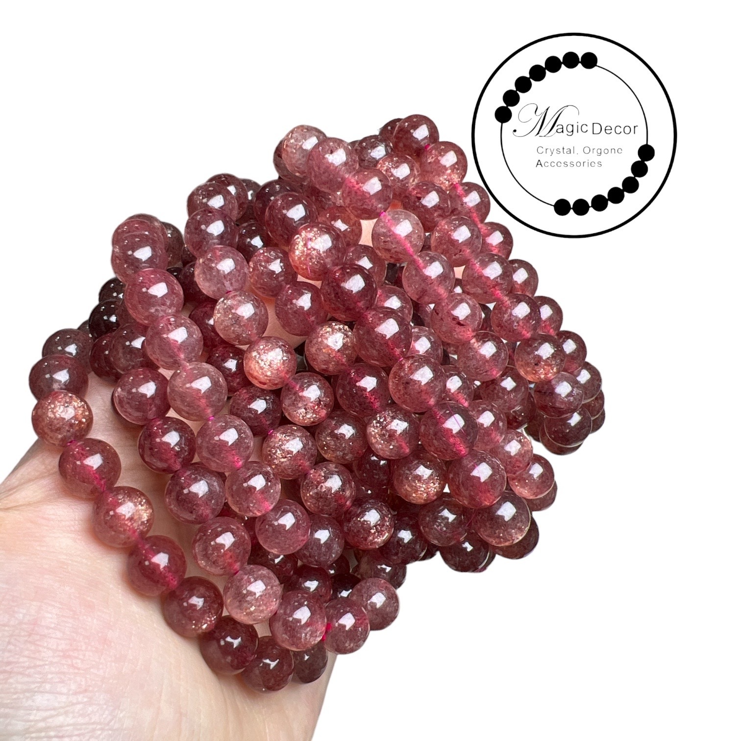 260807 - B17 9mm+雞血紅星光草莓晶手串