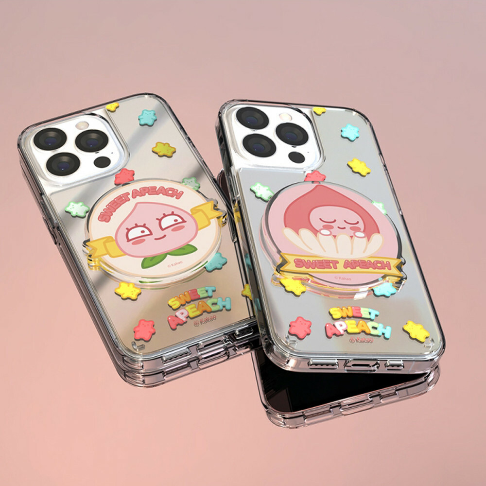 Kakao Friends - Mirror Stand Case - Apeach系列 鏡面手機保護硬殼 14 S23 S2