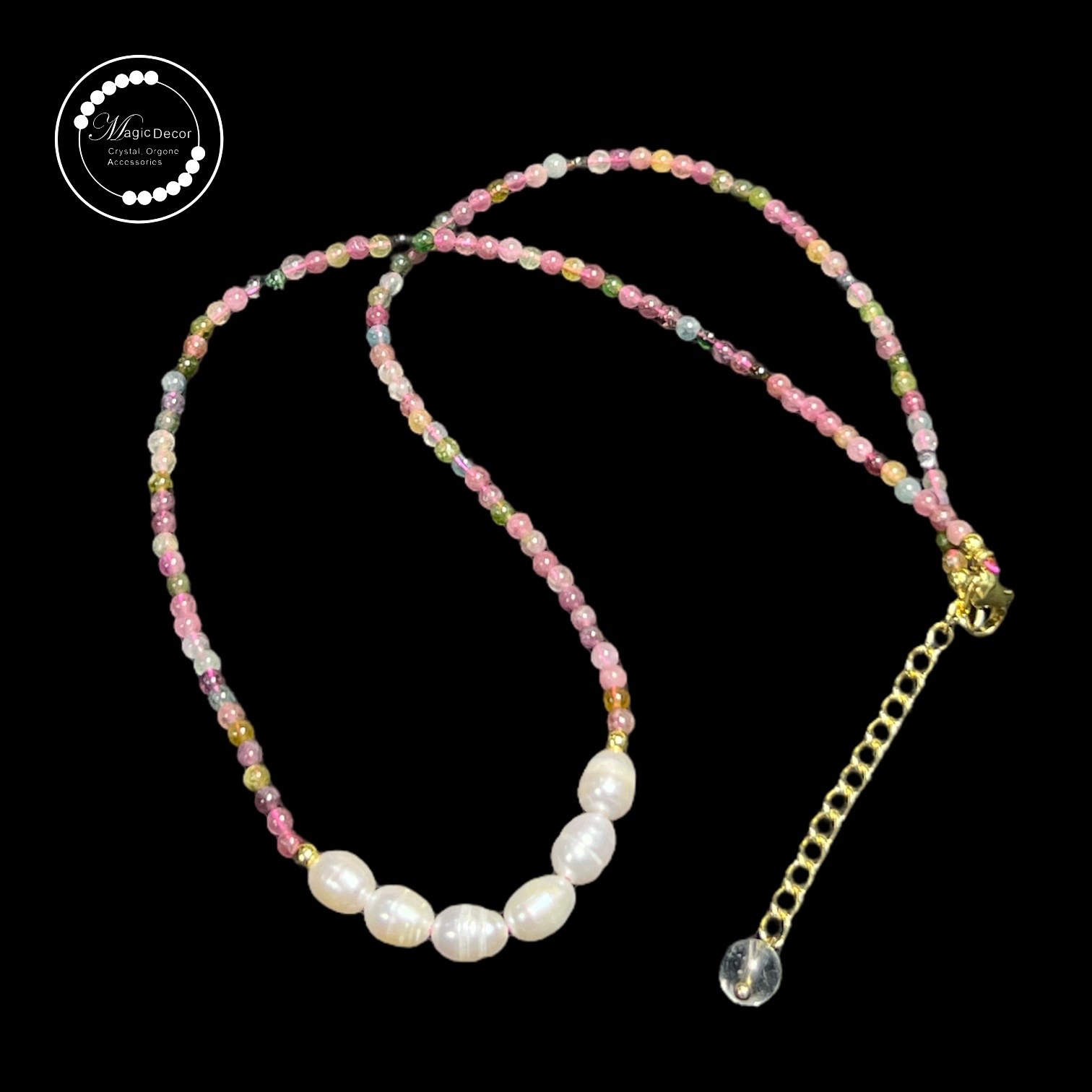 250823 - C67 天然珍珠彩碧璽鎖骨鏈