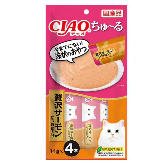 CIAO 奢華三文魚+鰹魚片．14Gx4支裝