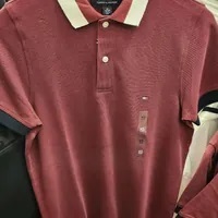 [S] TOMMY HILFIGER SLIM FIT SIGNATURE TIPPED POLO,MAROON, 78J9449-601 (STH604)