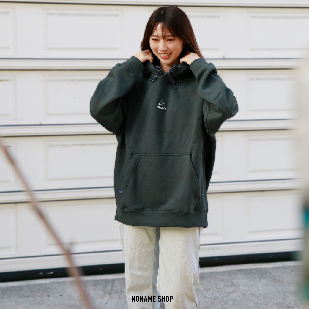 NIKE ACG THERMA-FIT 厚磅 刺繡 抽繩 刷毛 帽TEE 墨綠 (男款)