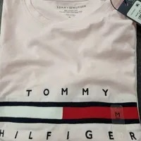 [S] TOMMY HILFIGER FLAG STRIPE LOGO T-SHIRT,PINK, 76J1635-650 (STH605)