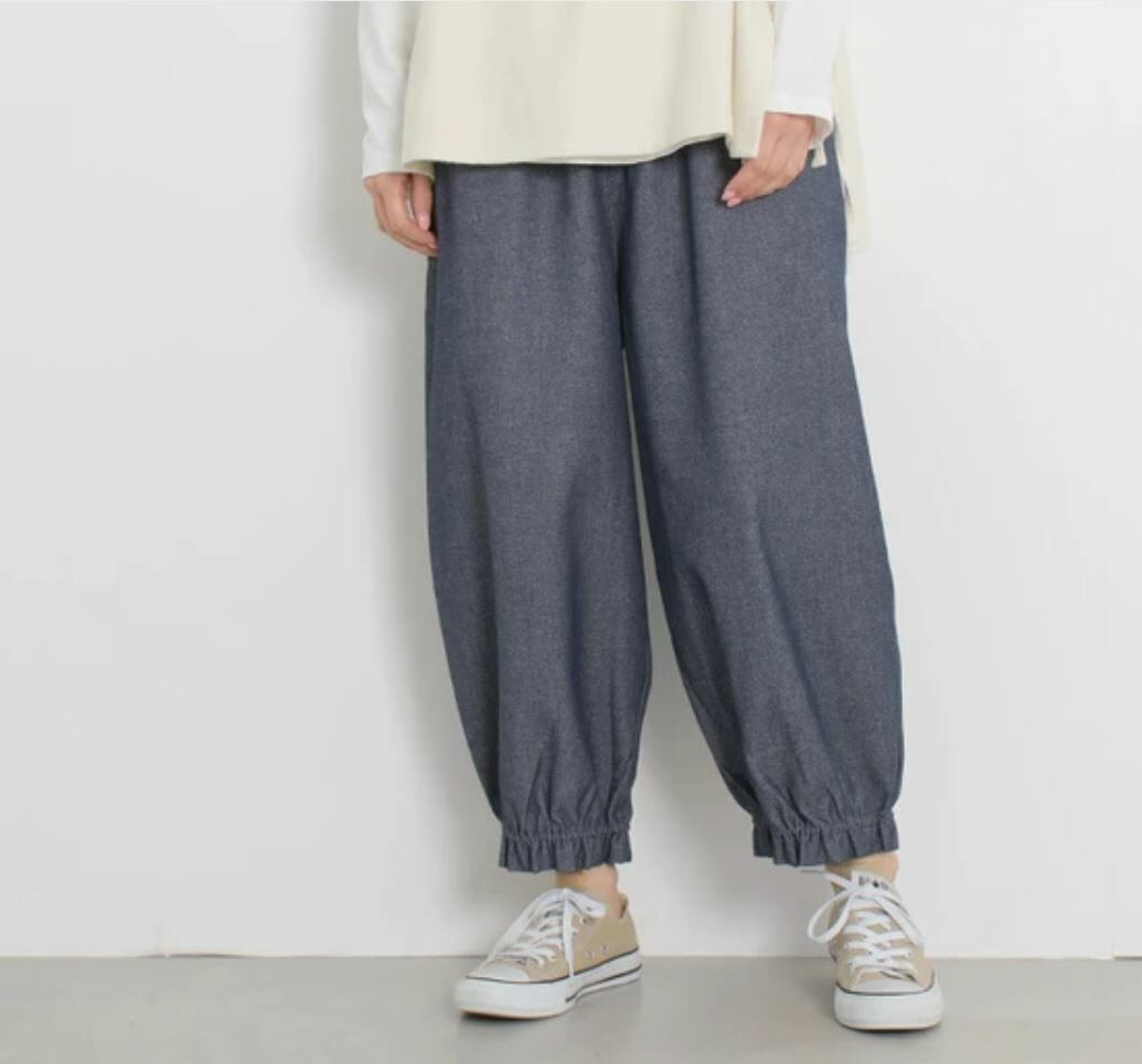 {Special Price} 荷葉邊牛仔布闊腳褲【日本直送】