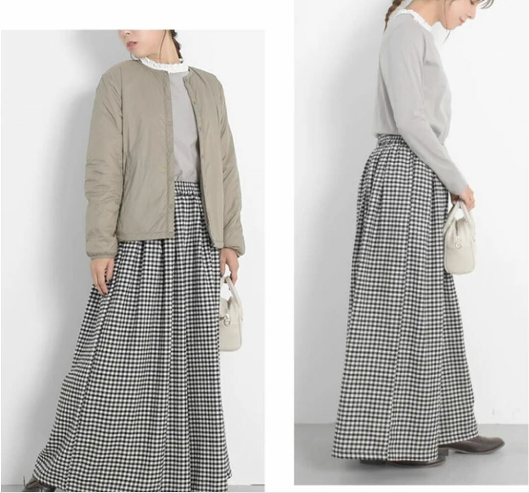 ｛Special Price｝灰拼白荷葉邊蕾絲領長袖T恤【日本直送】