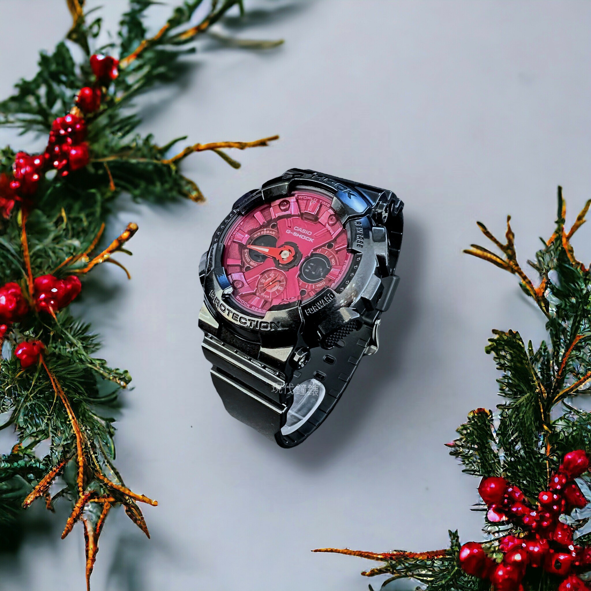 【G-SHOCK】個性黑紅三眼電子錶GMA-S120RB-1A 45.9mm 現代鐘錶