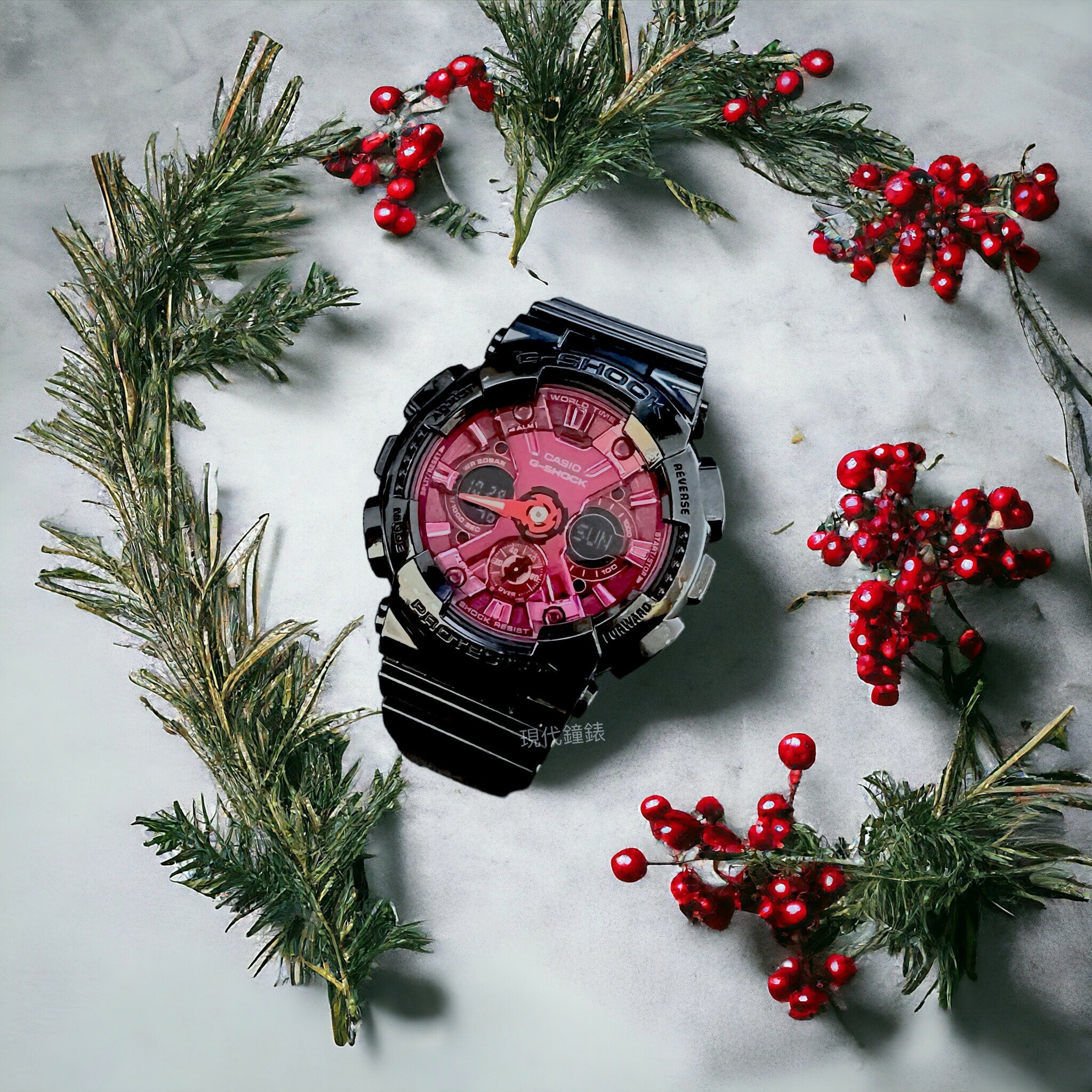 【G-SHOCK】個性黑紅三眼電子錶GMA-S120RB-1A 45.9mm 現代鐘錶