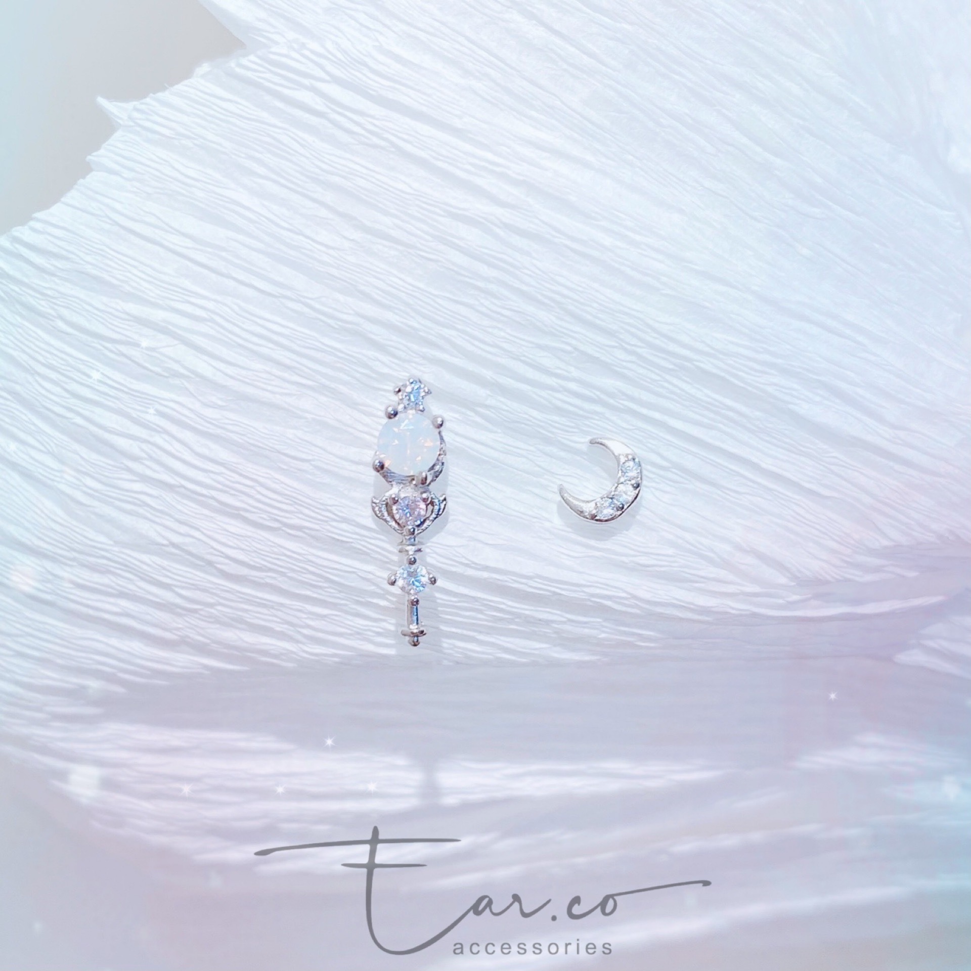 天使翼魔法棒純銀小耳環 #A875