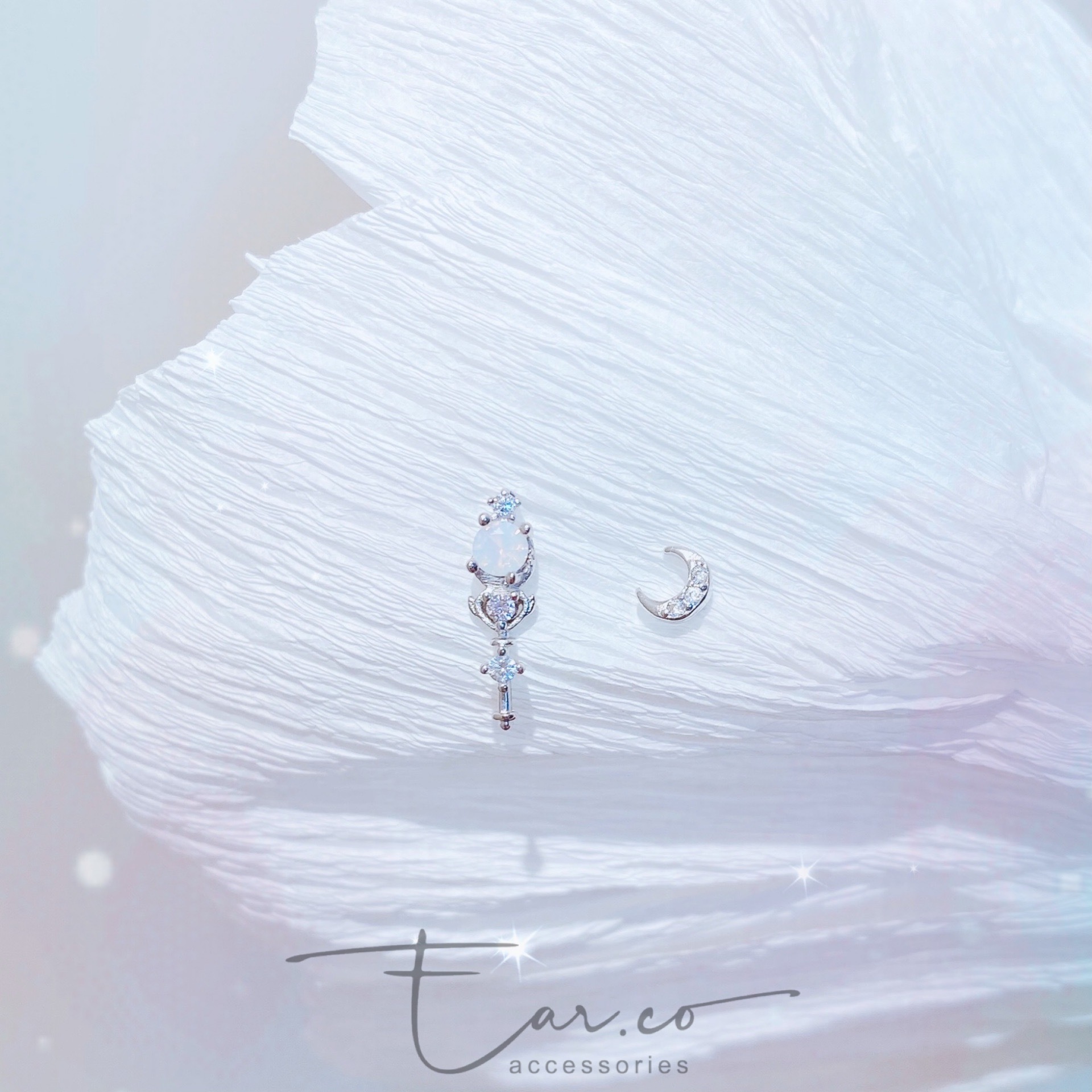 天使翼魔法棒純銀小耳環 #A875