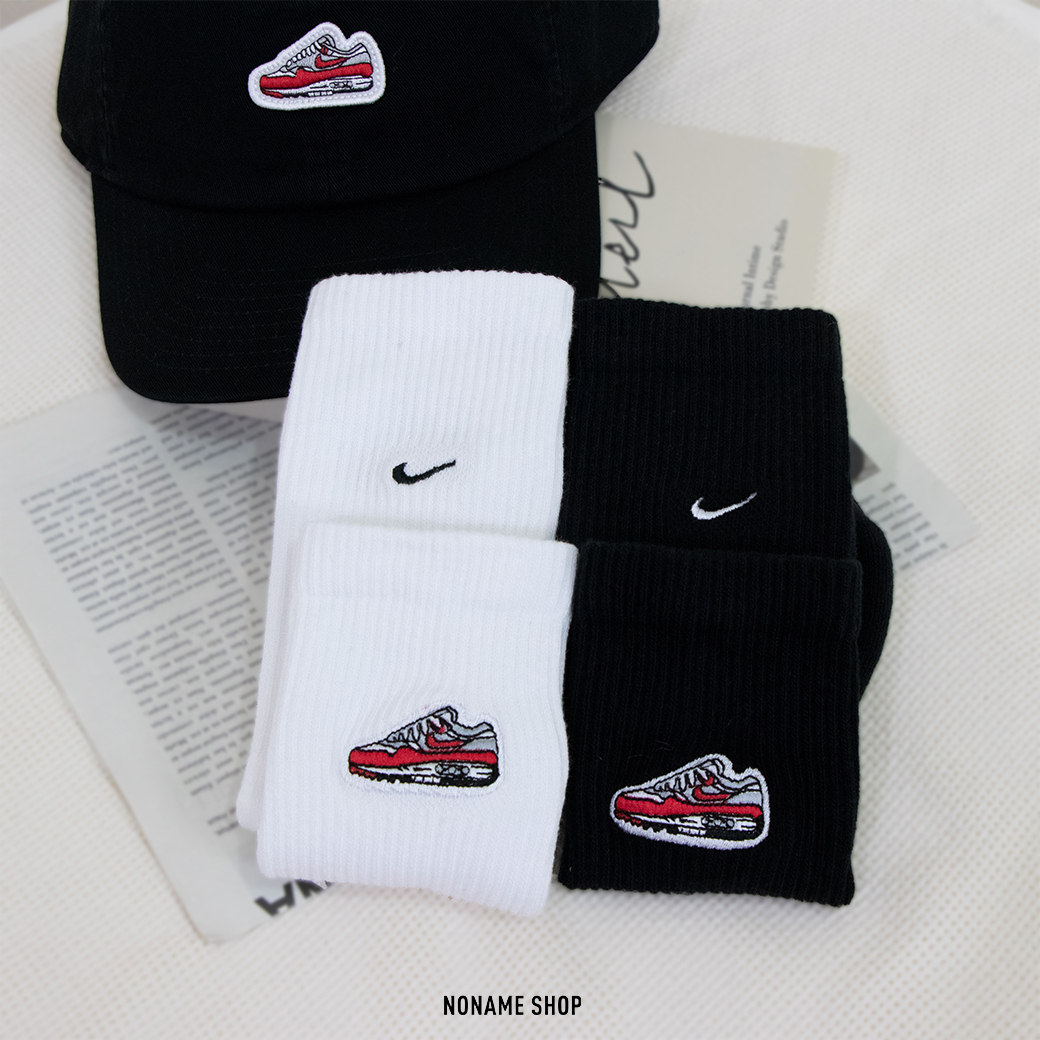 NIKE EVERYDAY PLUS 緩震 長襪 刺繡 AIR MAX 襪子 黑色 白色