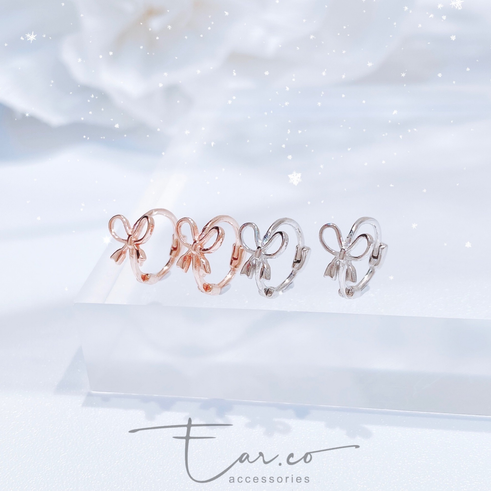 蝴蝶結純銀小耳圈 [睡覺不用脫! ] #A653