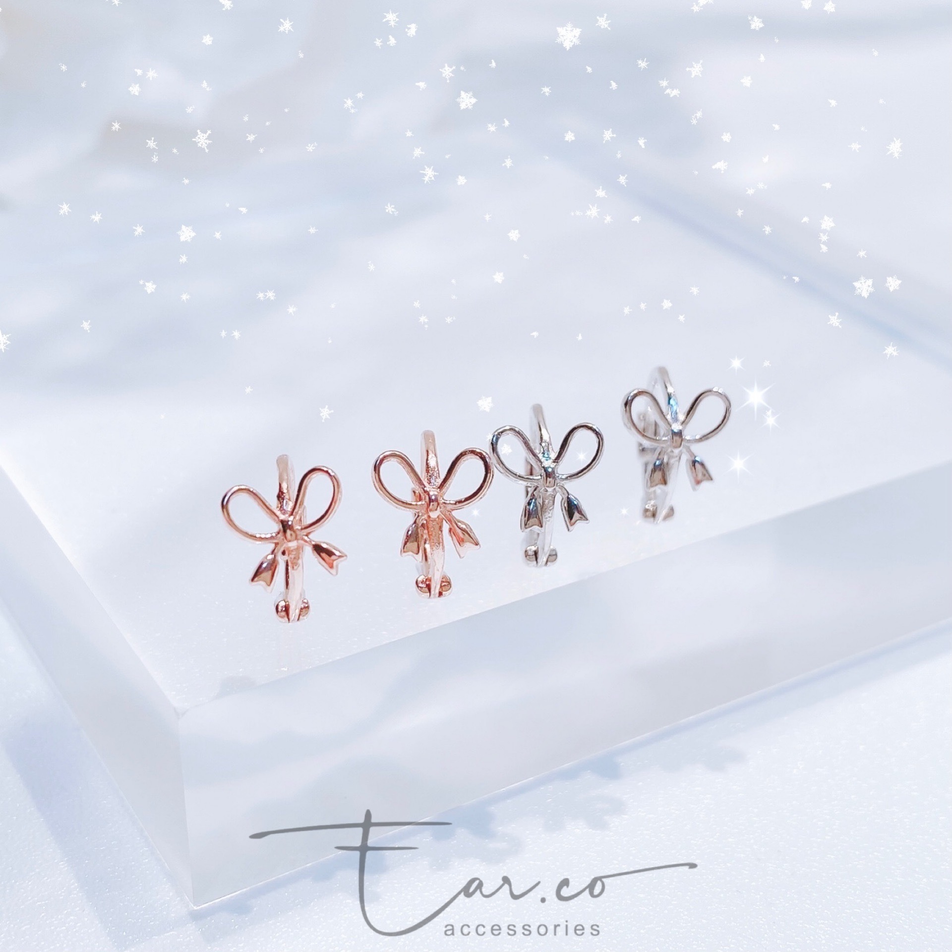 蝴蝶結純銀小耳圈 [睡覺不用脫! ] #A653