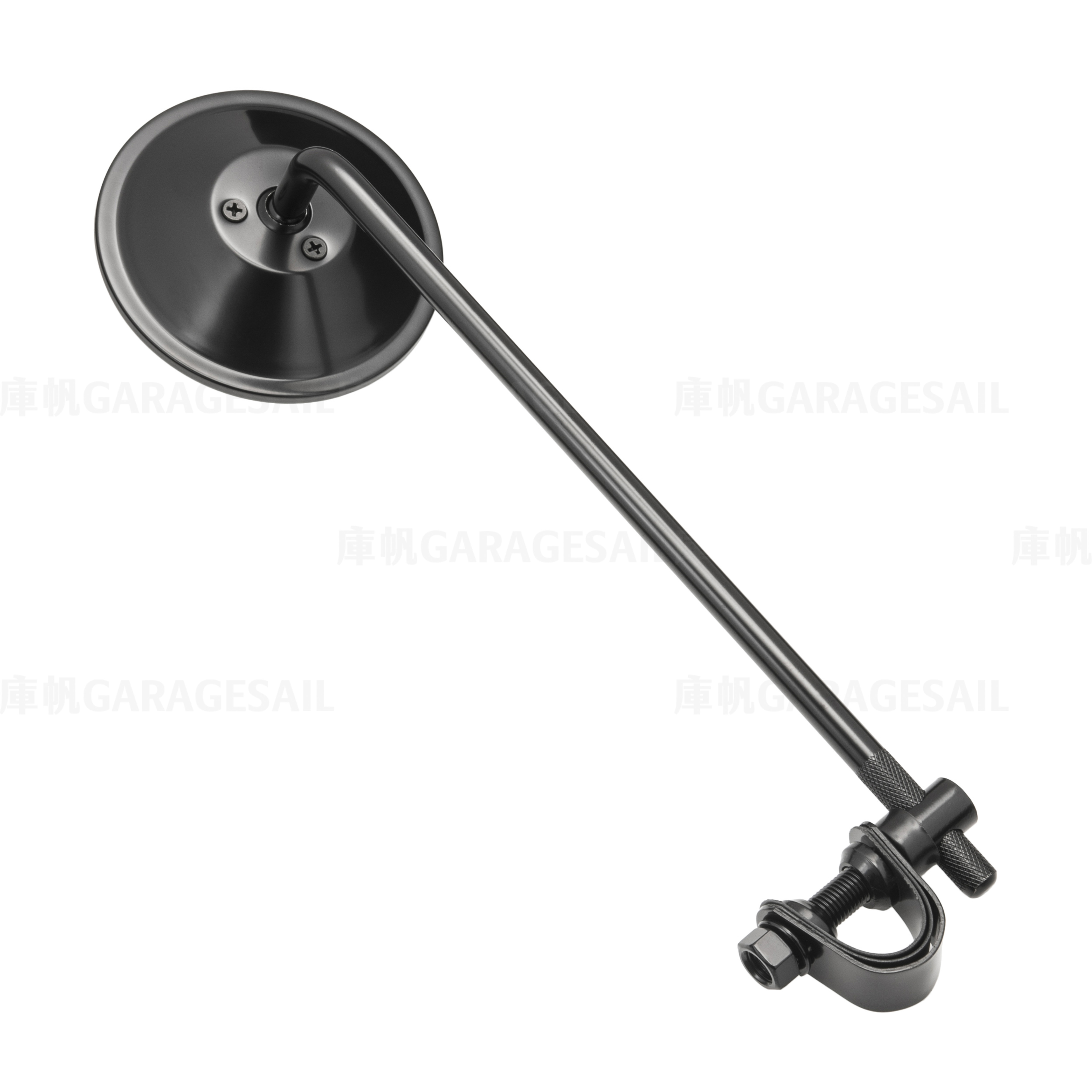 長桿 夾式 後照鏡 4吋圓 黑