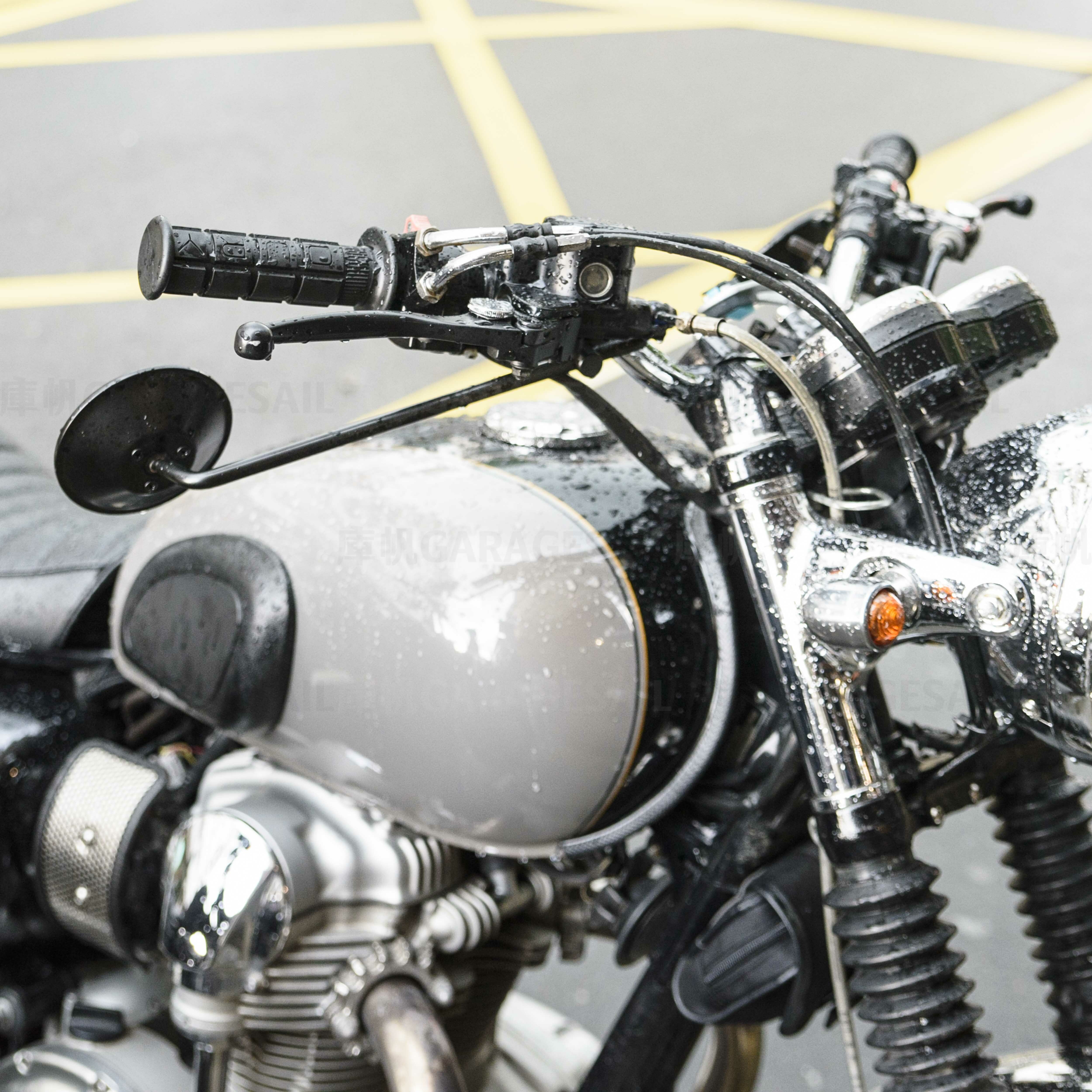 長桿 夾式 後照鏡 4吋圓 黑