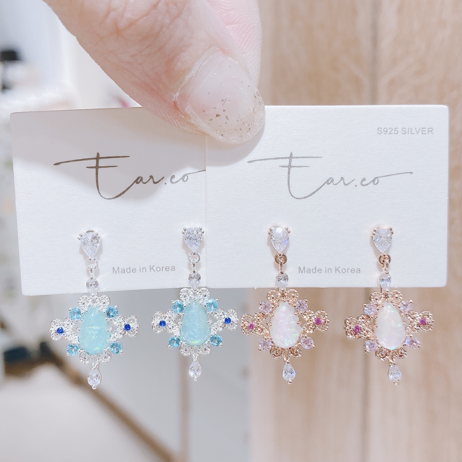 宮廷菱形花邊垂釣水滴 #E115