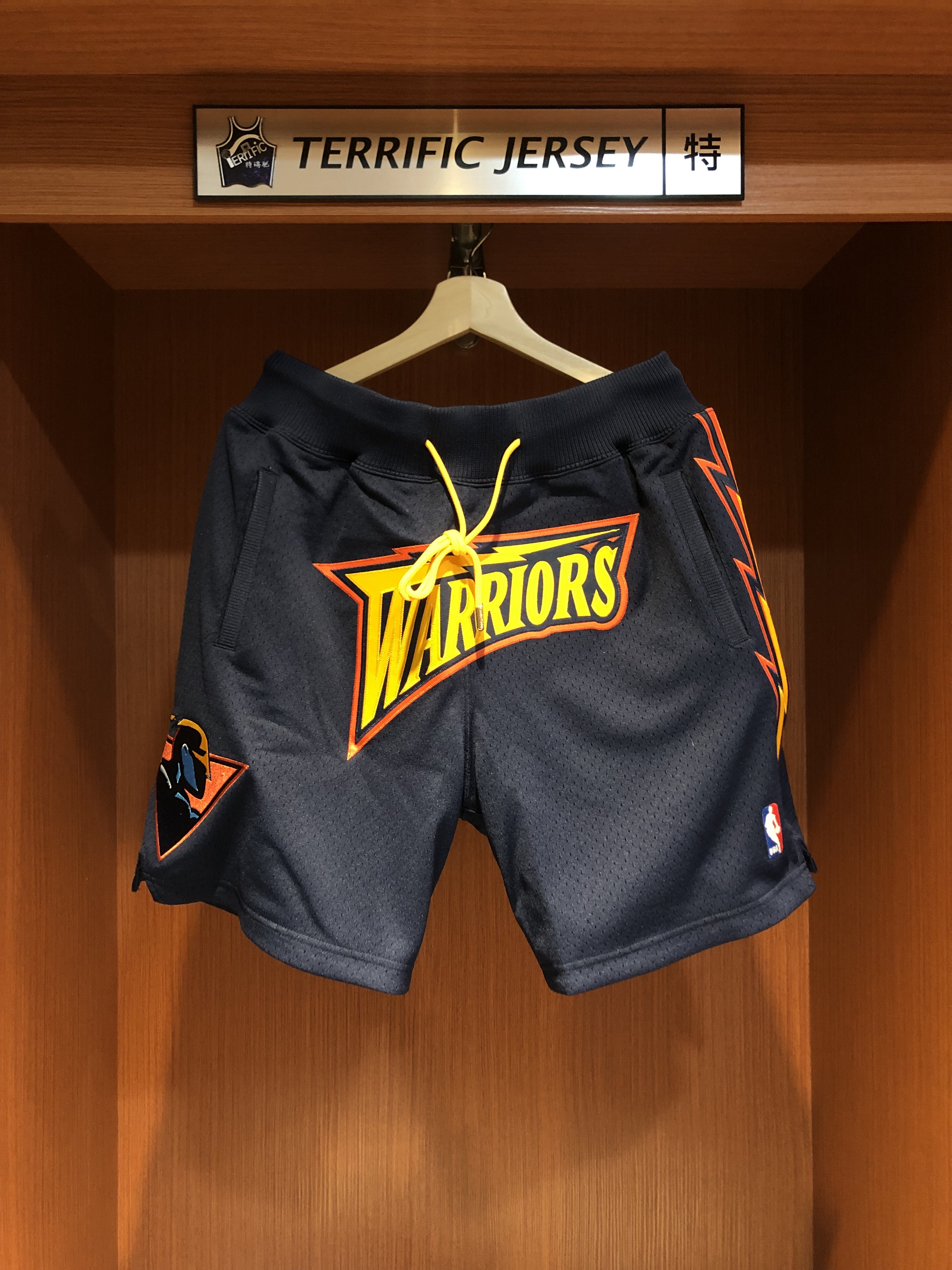 NBA球褲 金州勇士 復古深藍  Just Don X M&N Authentic Shorts 聯名款 電繡 有口袋 全新