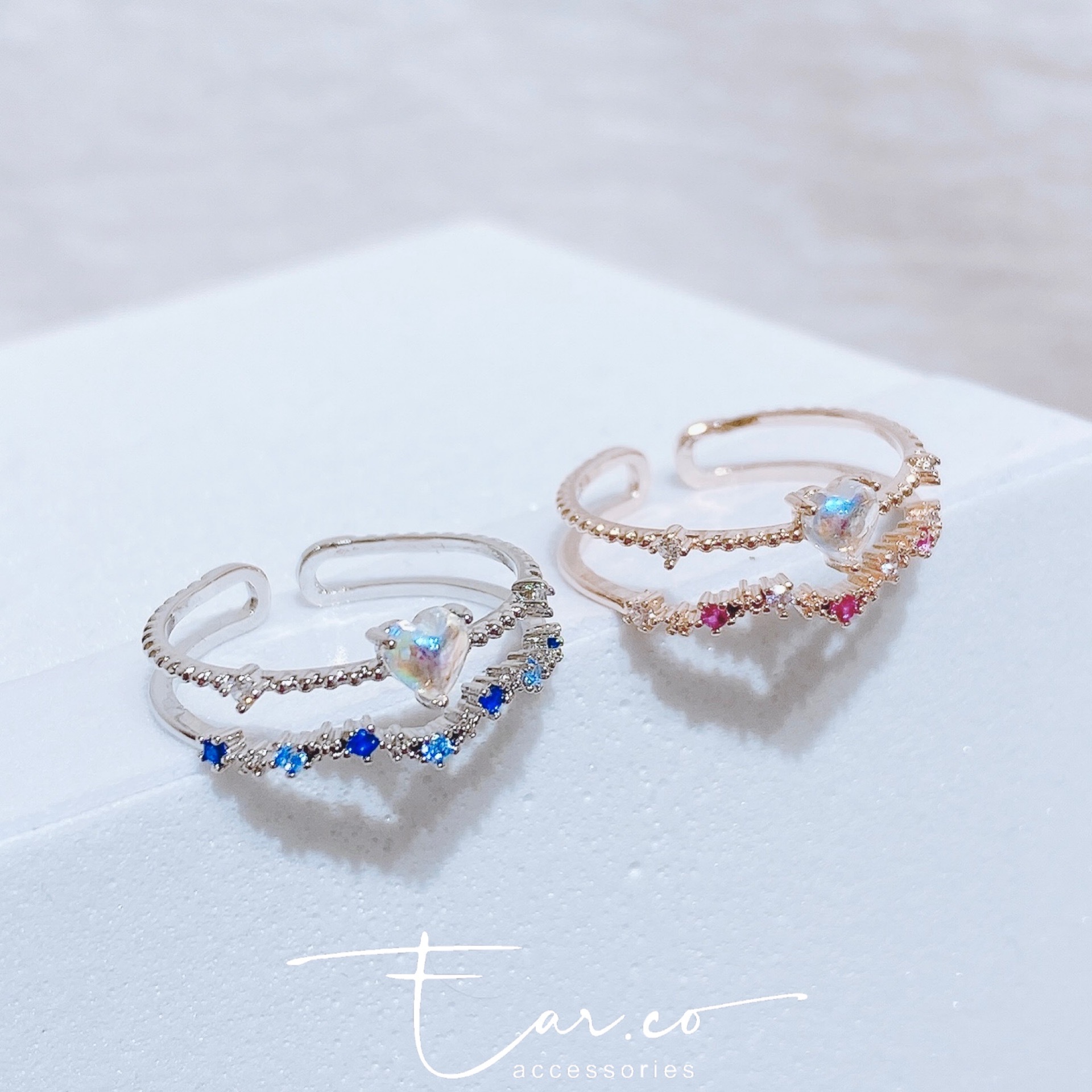 小愛心雙層戒指 #E186