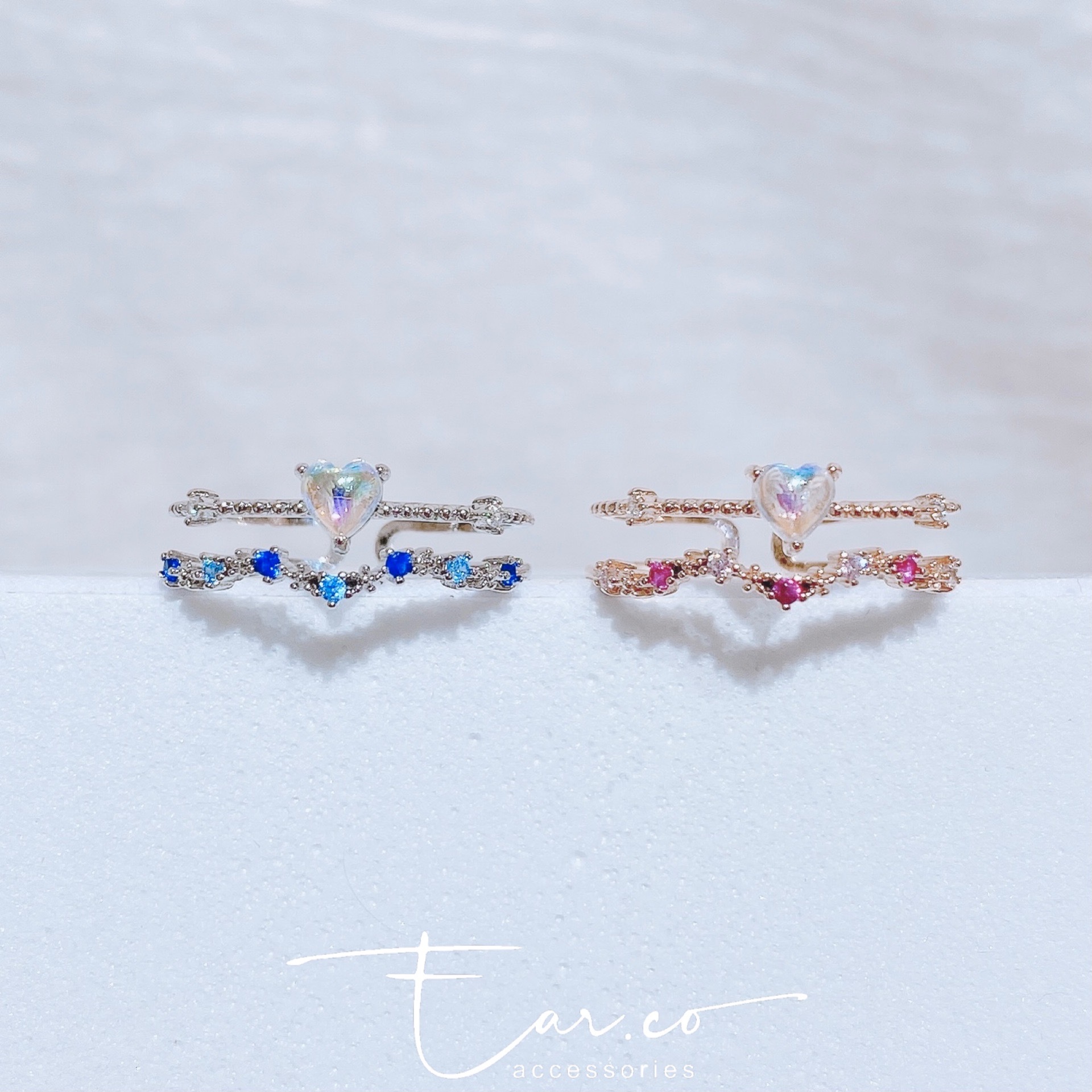 小愛心雙層戒指 #E186