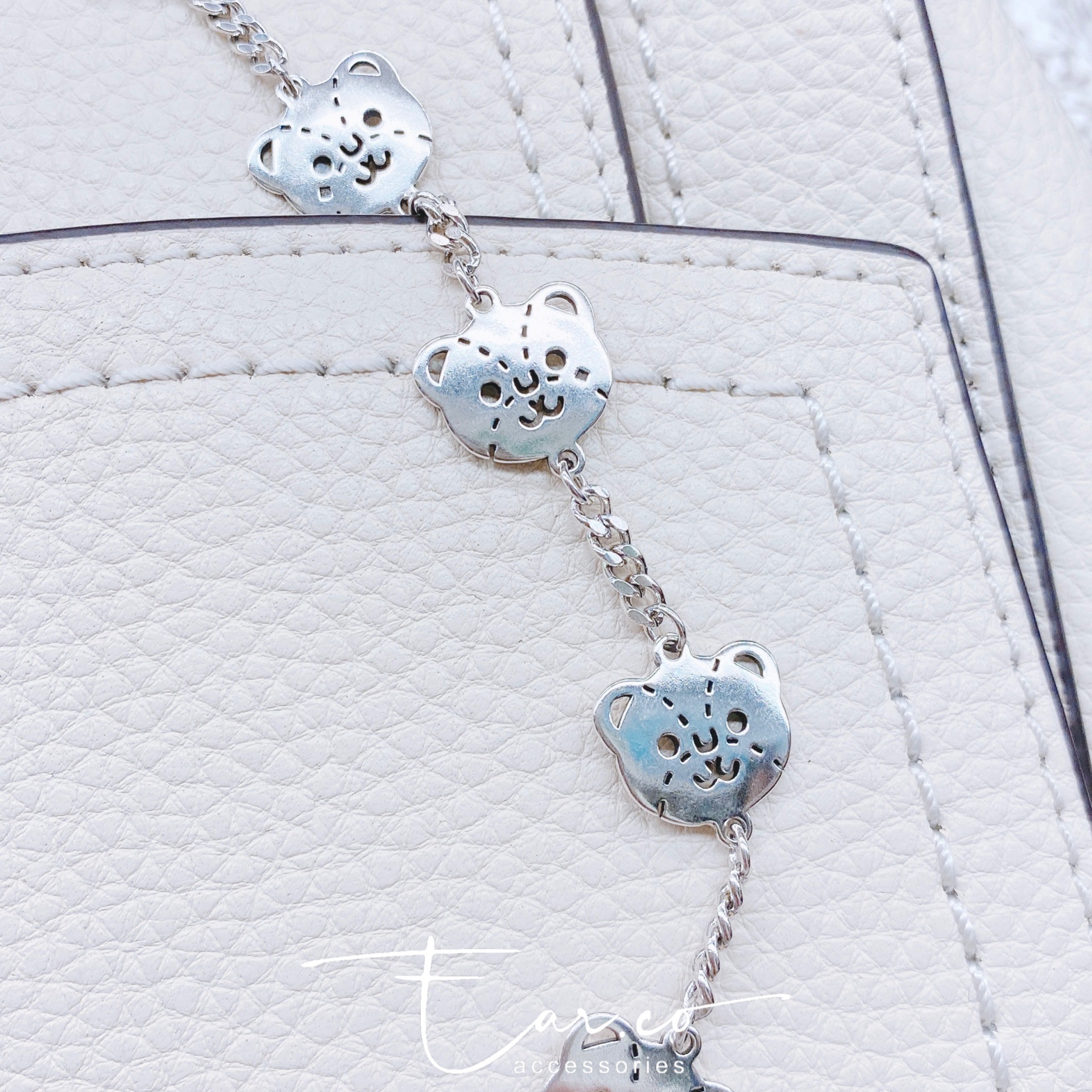 小熊頭小復古純銀手鏈 #A871