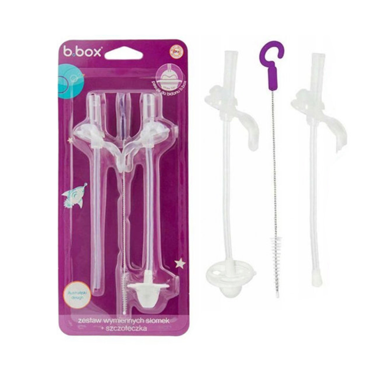 澳洲 b.box 二代升級版防漏水杯替換吸管2入+清潔刷