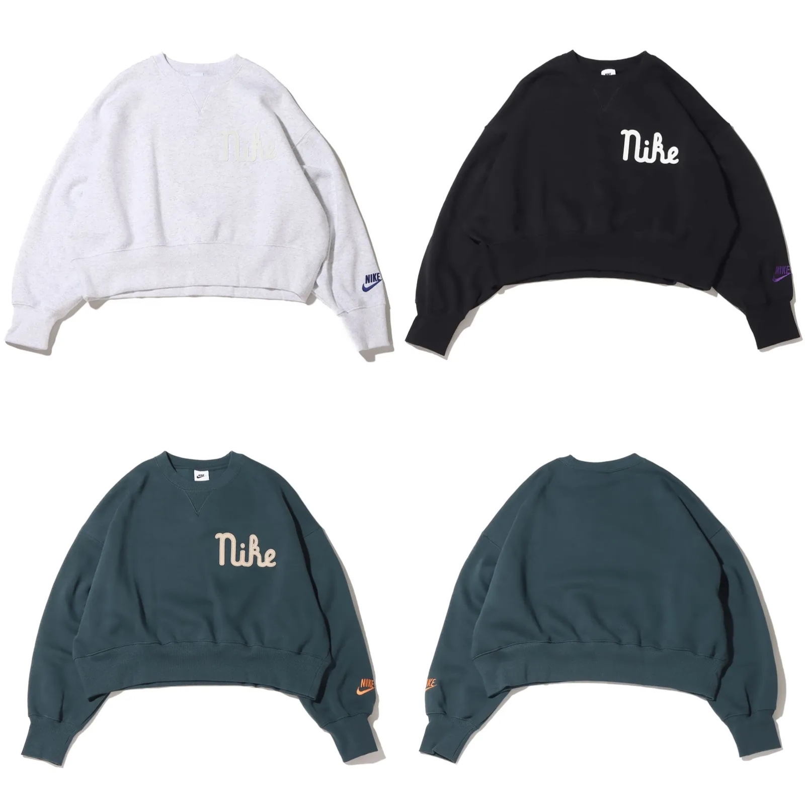 特價現貨┃女款 NIKE 草寫 ogo 短版 內刷毛 寬鬆 大學T 衛衣 FQ7978