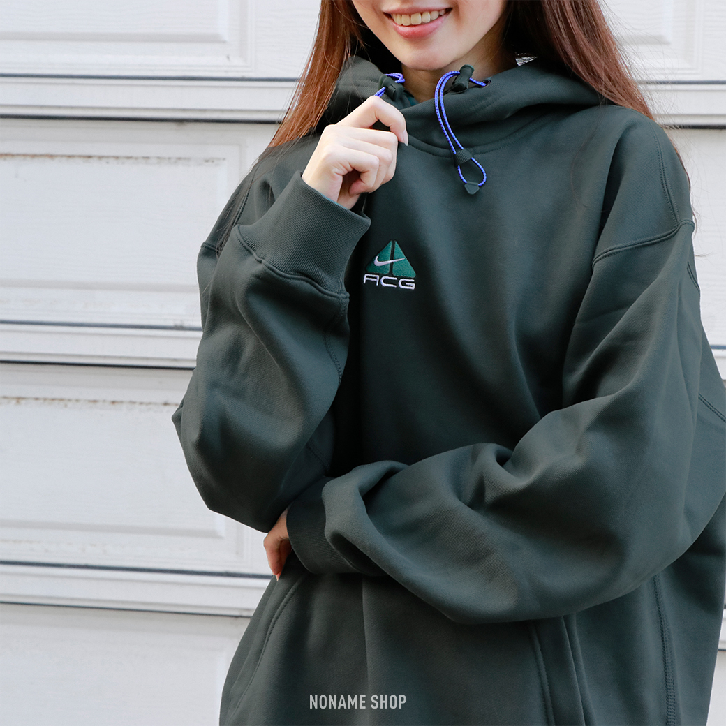 NIKE ACG THERMA-FIT 厚磅 刺繡 抽繩 刷毛 帽TEE 墨綠 (男款)