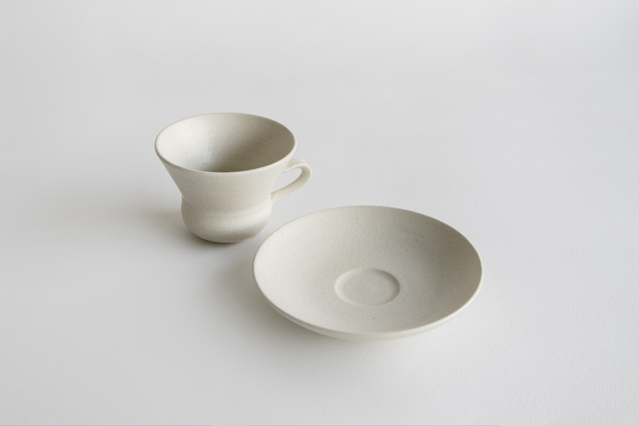 竹口要-Lievre杯S＆茶杯碟(深)SS 象牙色