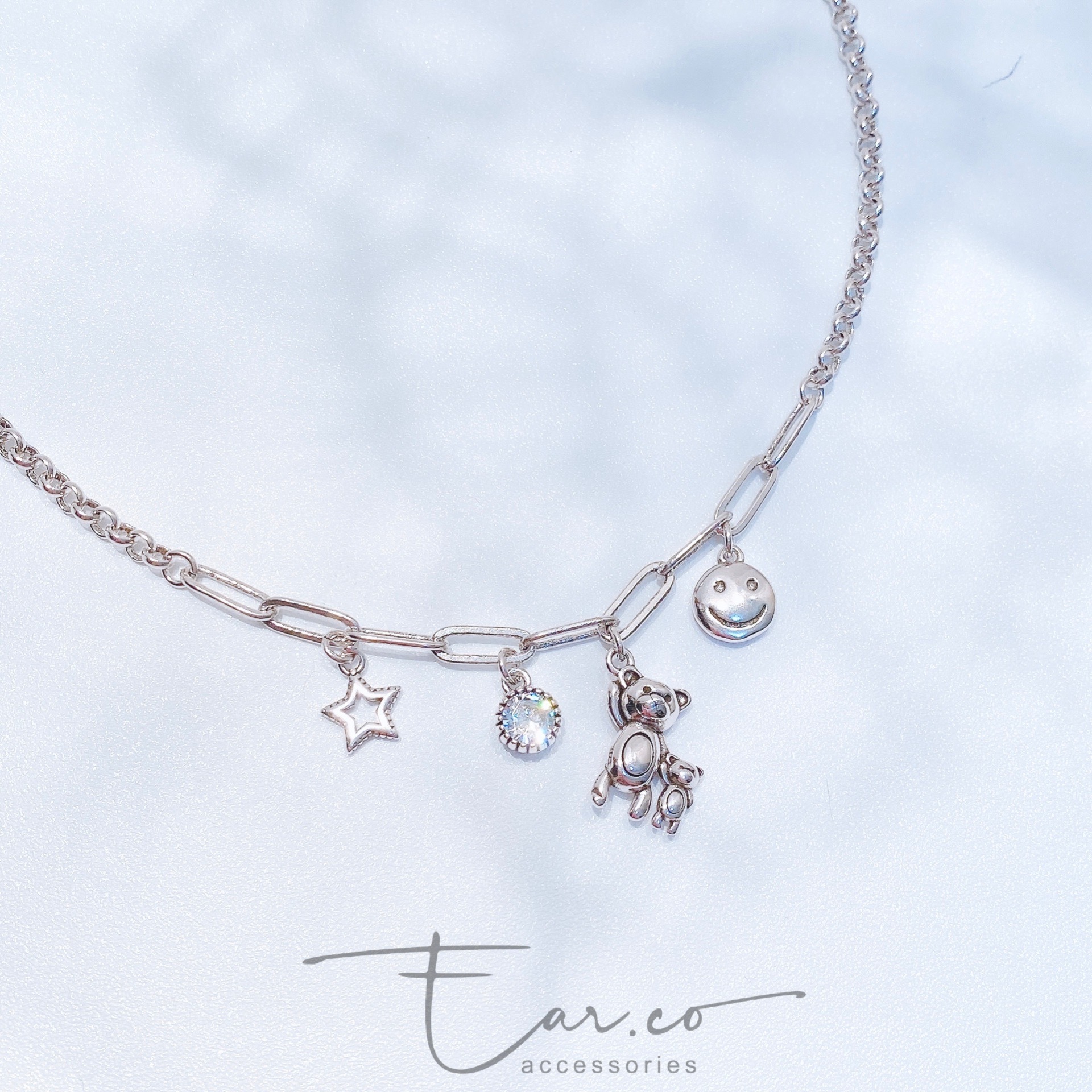 大熊牽小熊星星復古純銀頸鏈/手鏈 #A863