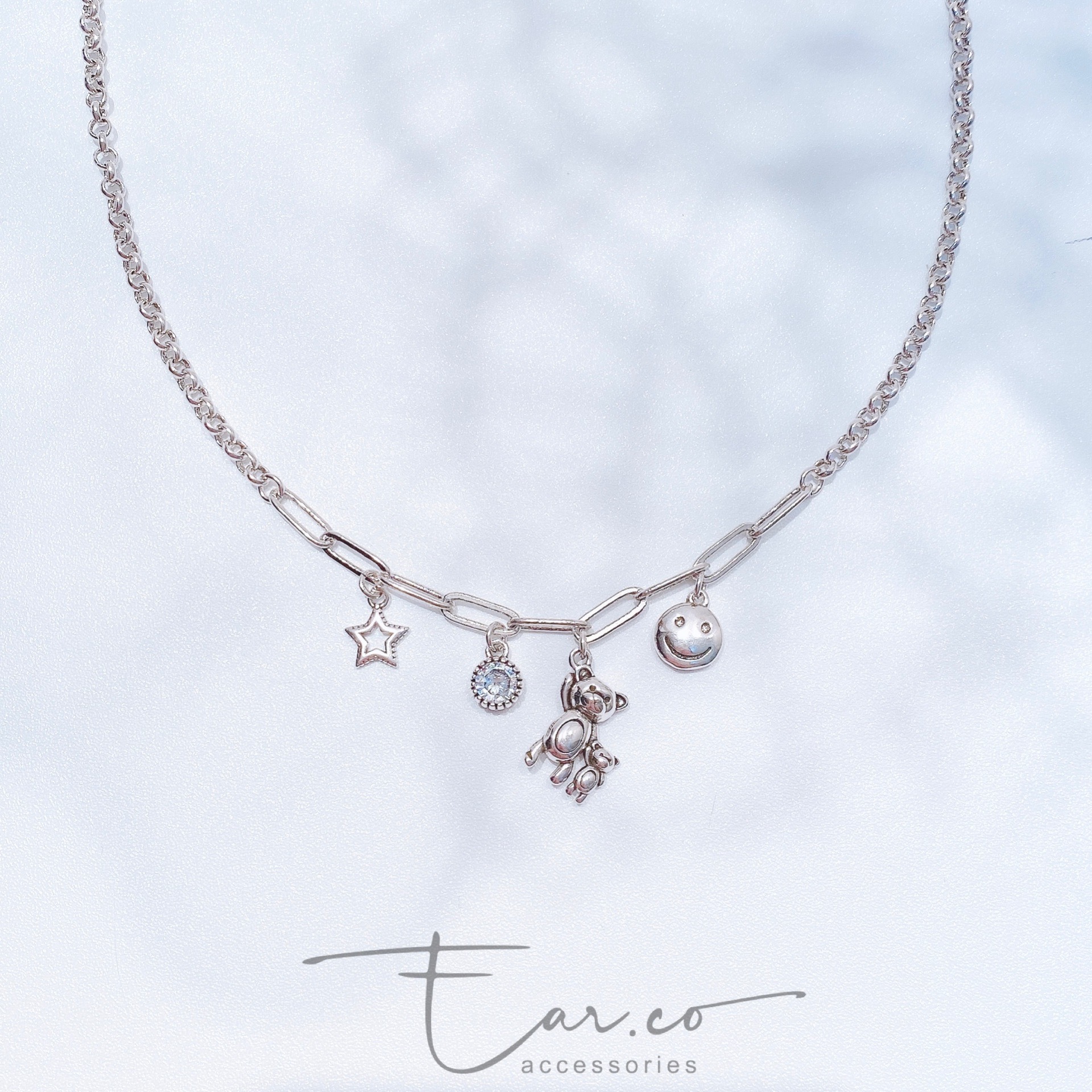 大熊牽小熊星星復古純銀頸鏈/手鏈 #A863