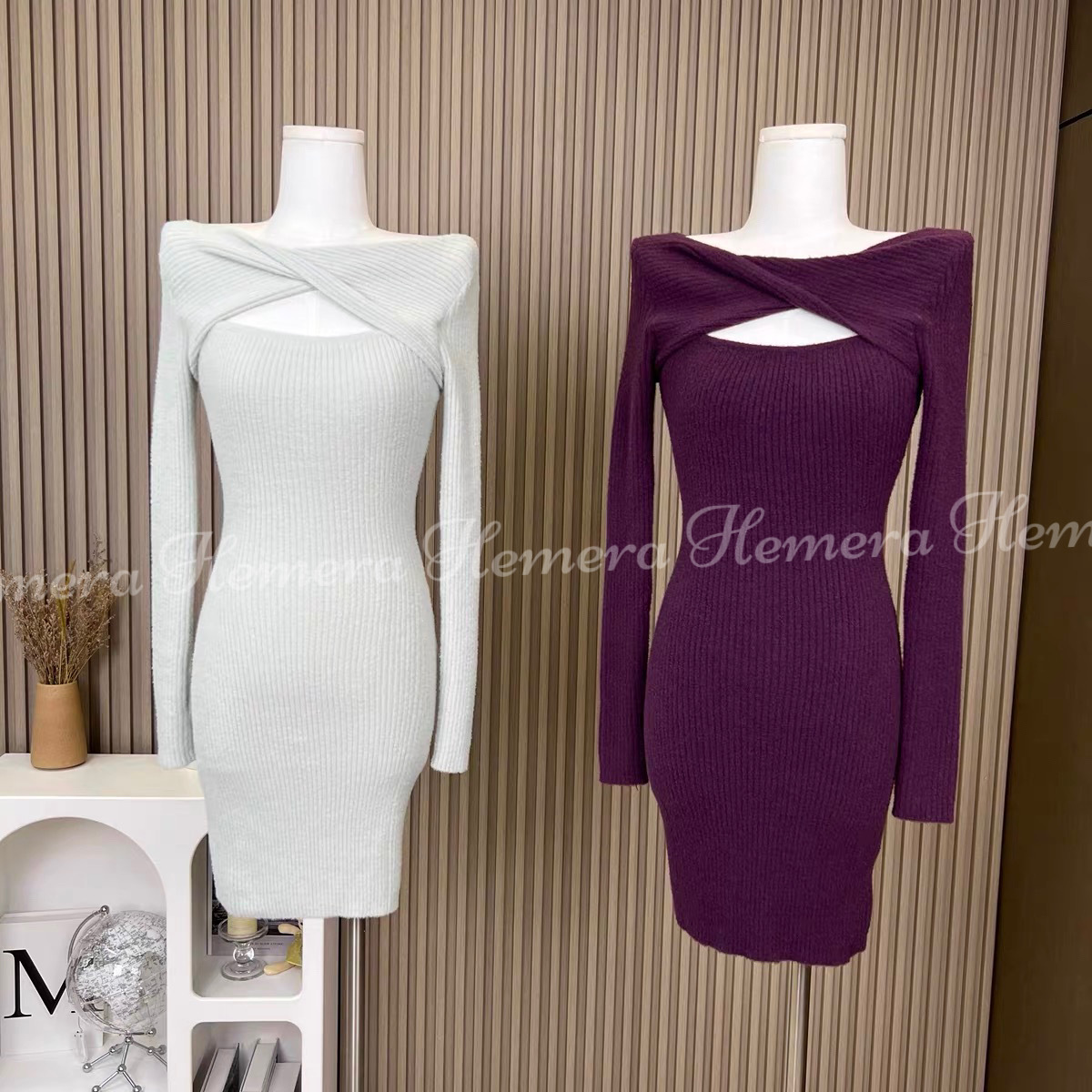 DR24W0129 毛毛扭結窿窿性感連身裙