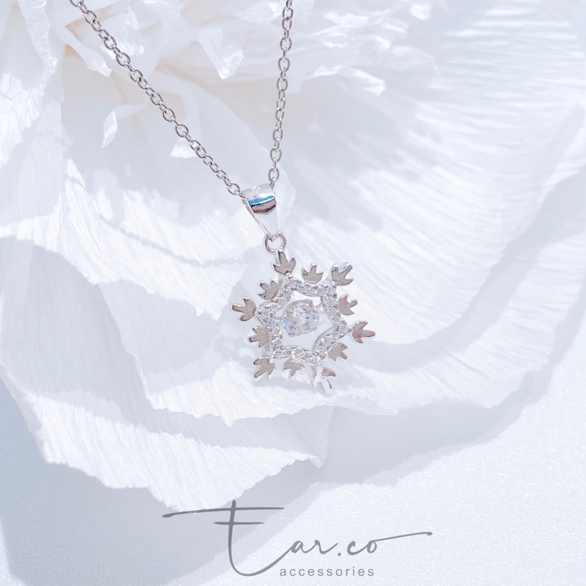 閃石雪花Dancing Stone純銀頸鏈 #A856