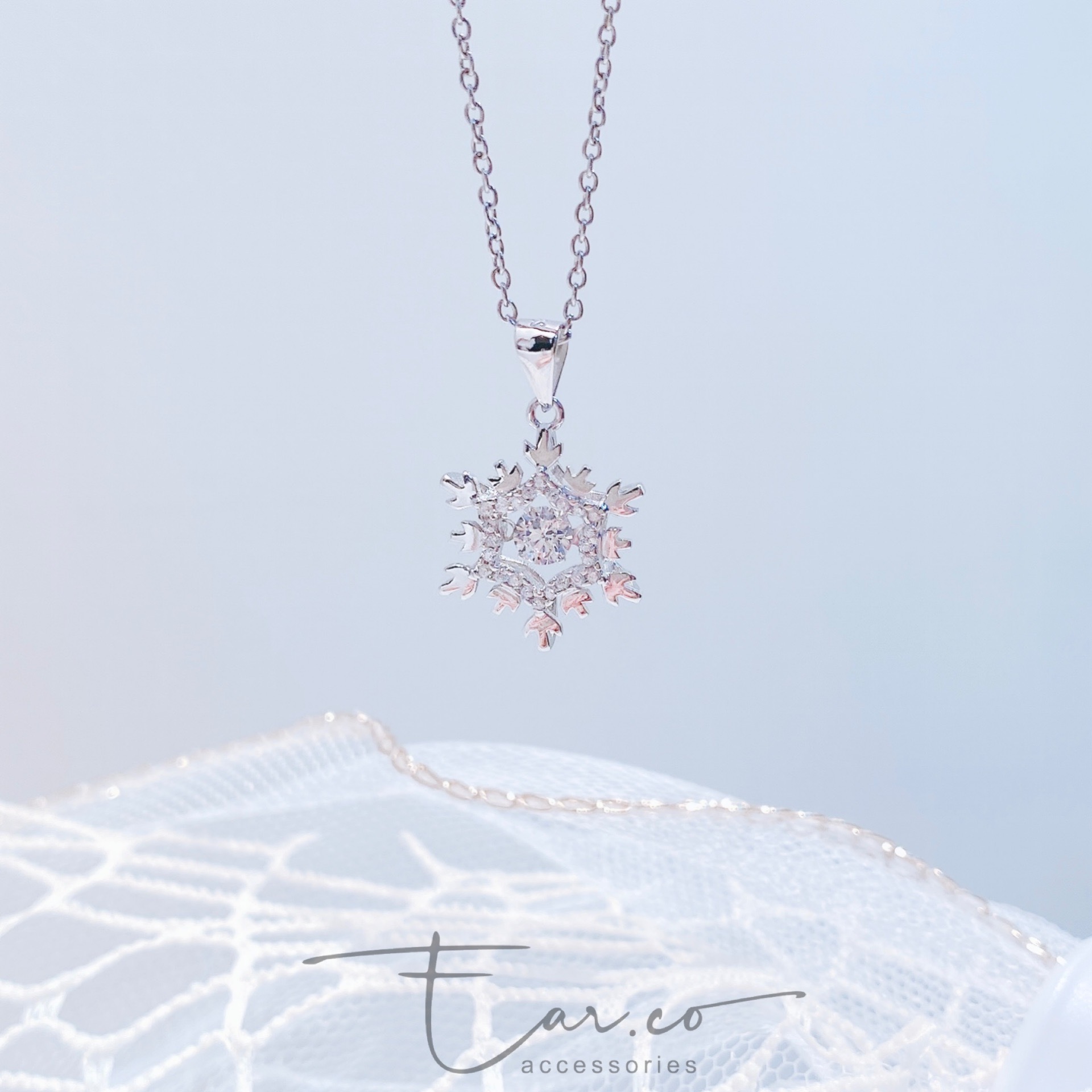 閃石雪花Dancing Stone純銀頸鏈 #A856