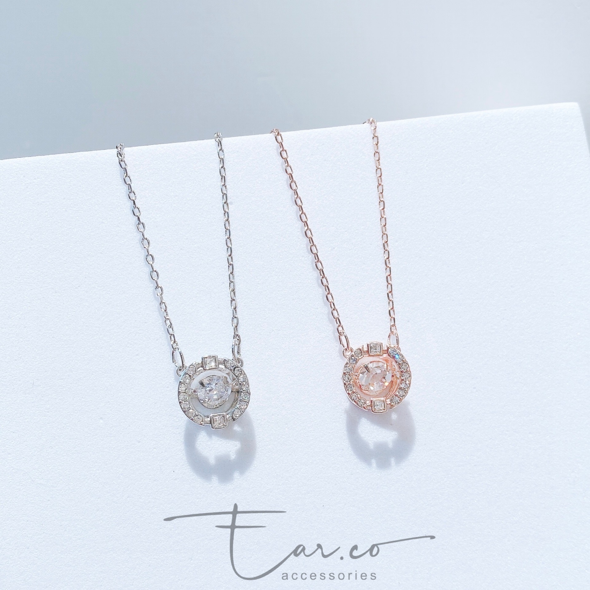 單鑽圓形Dancing Stone頸鏈 #A854