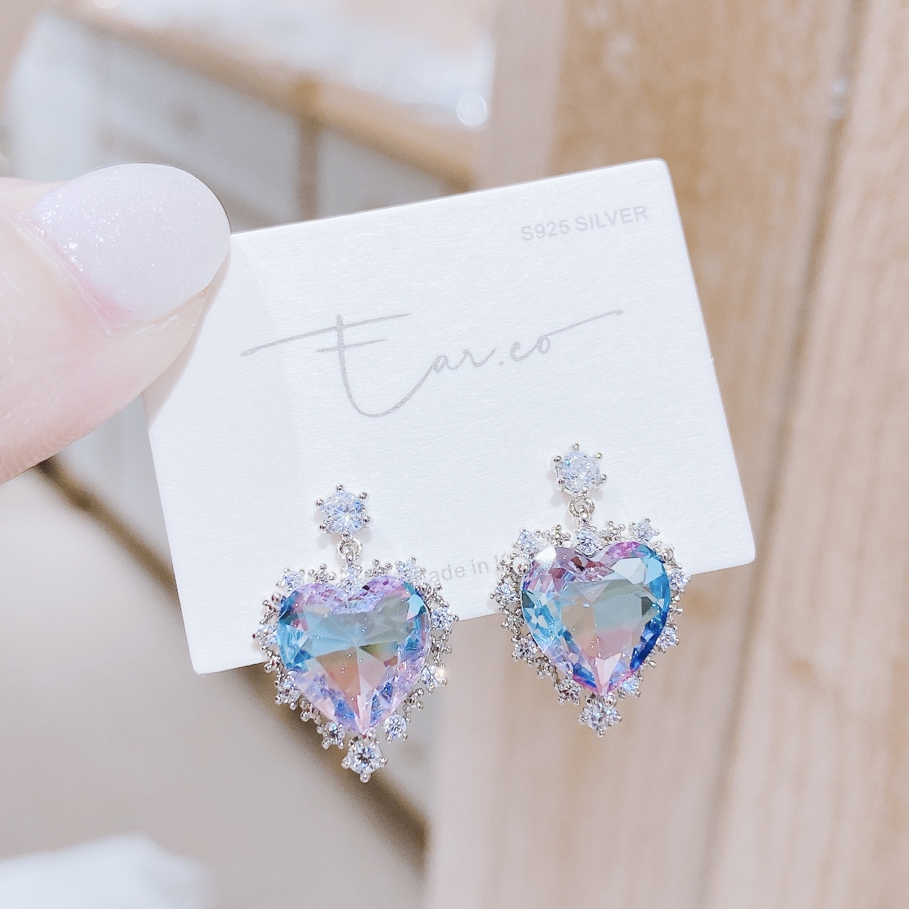 超夢幻花邊垂釣漸變水晶愛心 #E239
