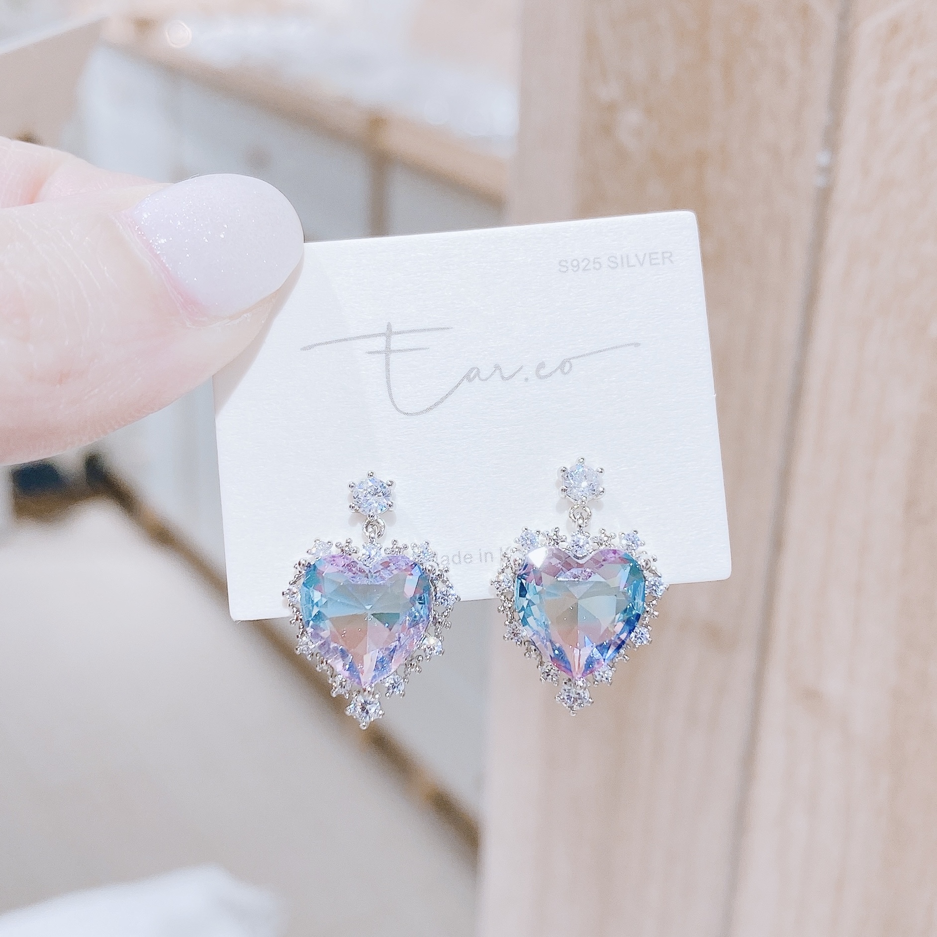 超夢幻花邊垂釣漸變水晶愛心 #E239