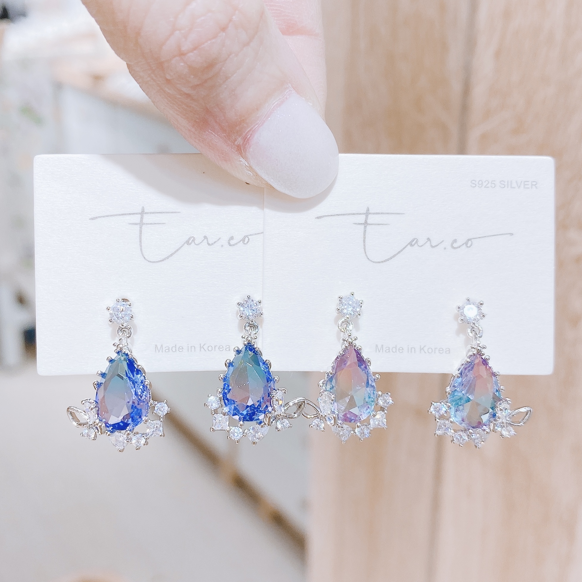 漸變水滴水晶蝴蝶花邊 #E237