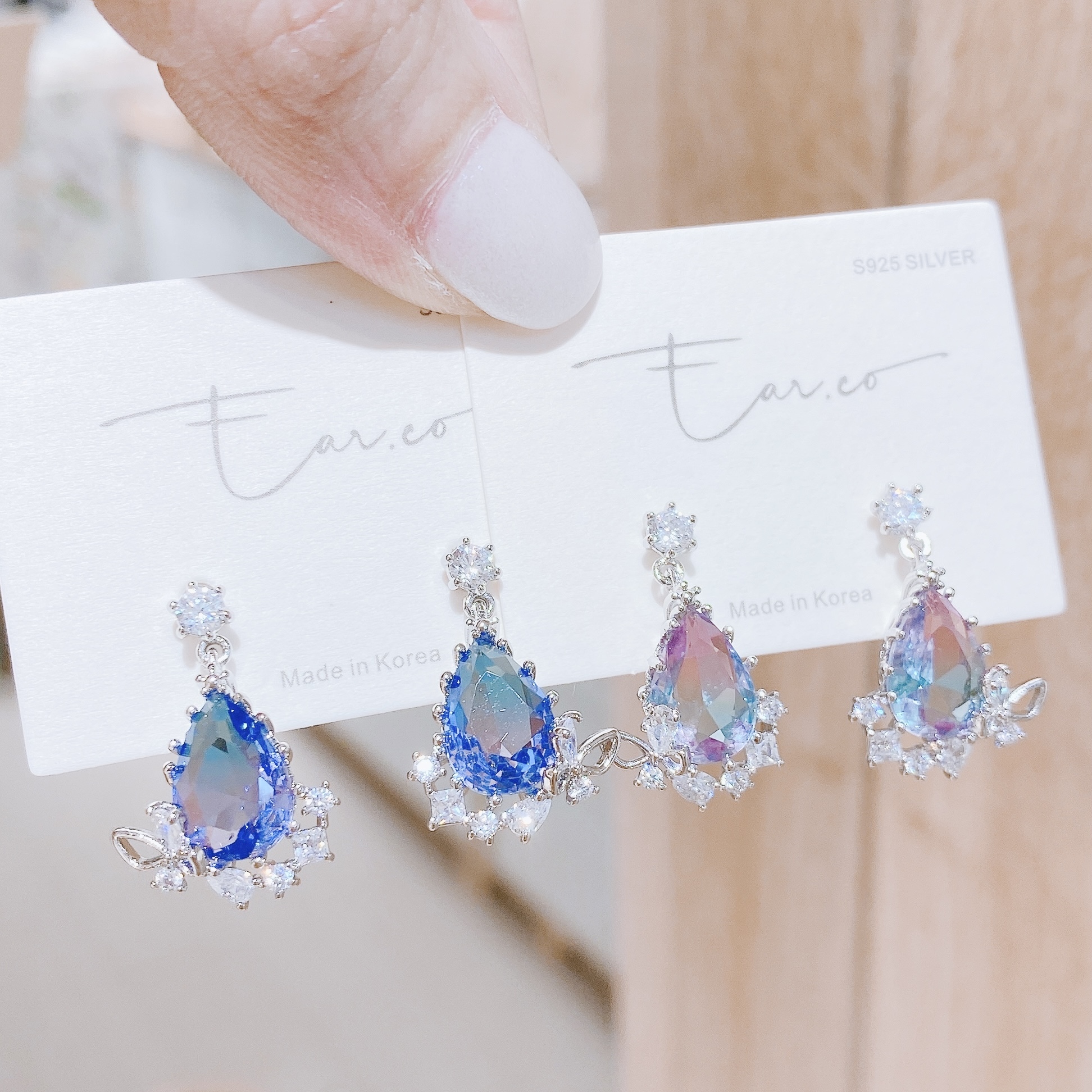 漸變水滴水晶蝴蝶花邊 #E237