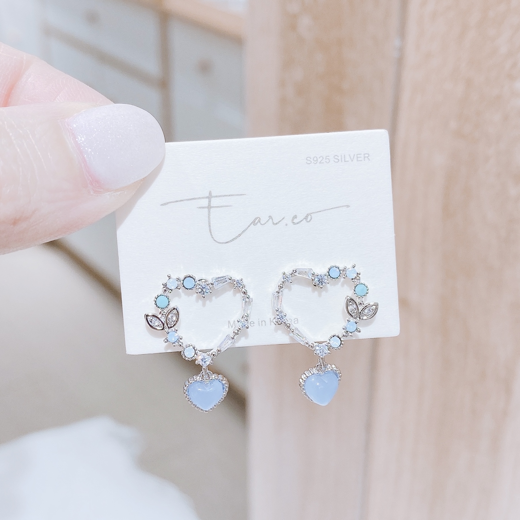 小草苗愛心花圈垂釣蛋白石 #E234