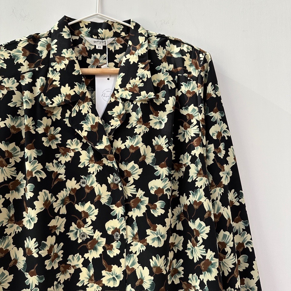日本製黑色油畫風花花上衣
