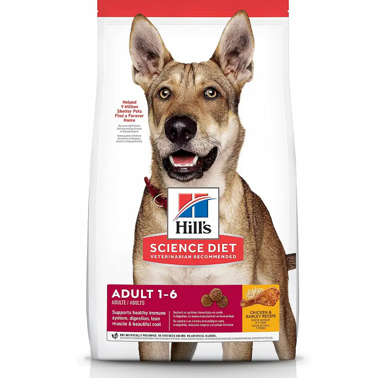 希爾思™寵物食品 狗糧 成犬1-6 完美消化 (雞肉、全燕麥及糙米) 標準粒成犬狗糧 3.5lb